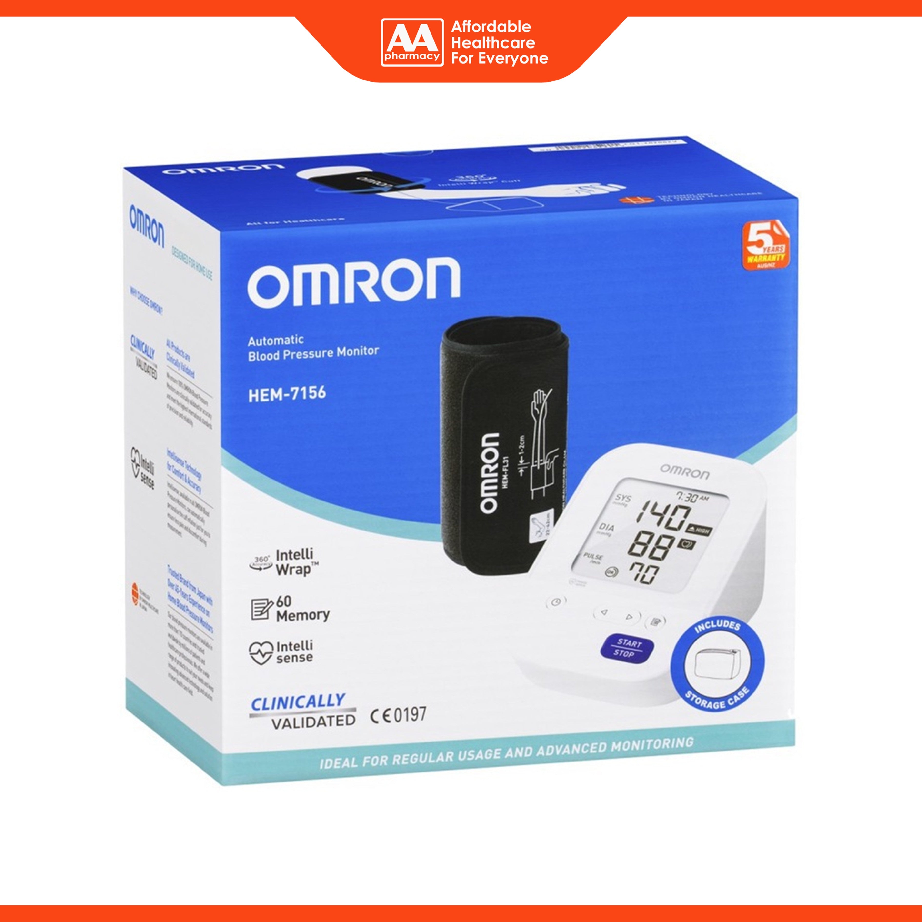 Omron Automatic Blood Pressure Monitor (Model: HEM-7156) [5 Years Warranty]