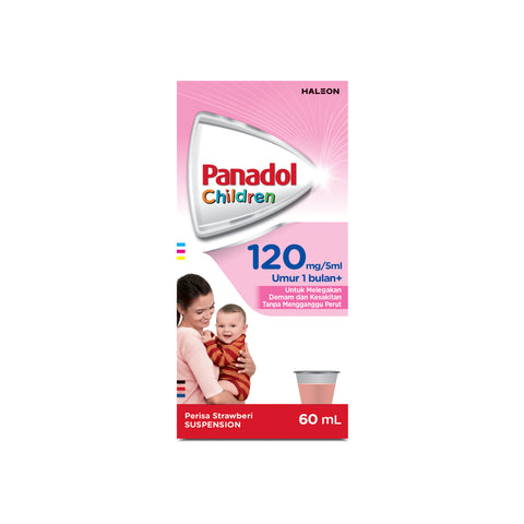 Panadol For Children Suspension 120mg/5mL (1-6 Years) 60mL (Strawberry Flavour)