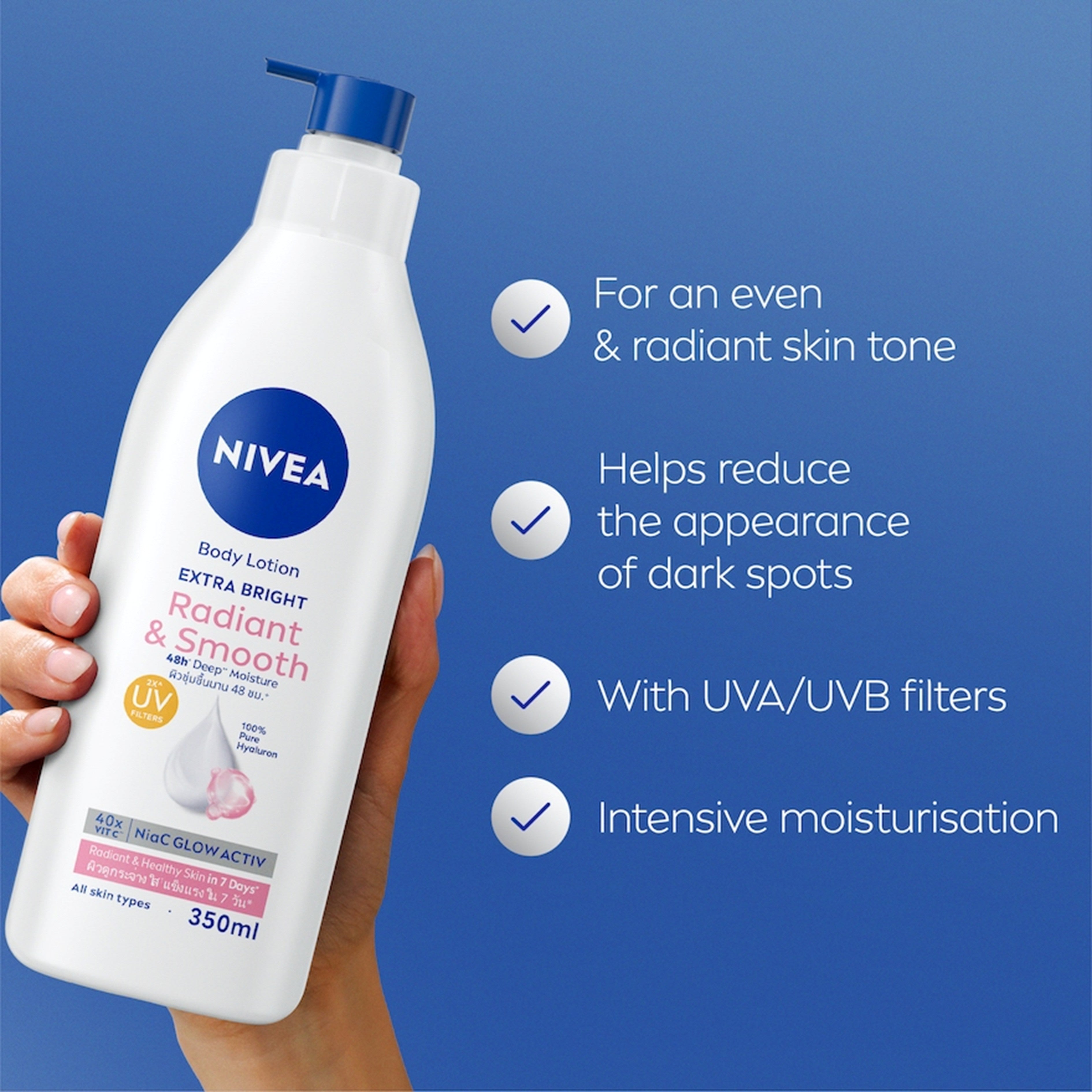 Nivea Body Lotion (Extra Bright, Radiant and Smooth with UV Filters) 350mL