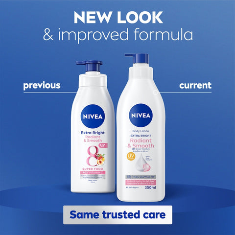 Nivea Body Lotion (Extra Bright, Radiant and Smooth with UV Filters) 350mL