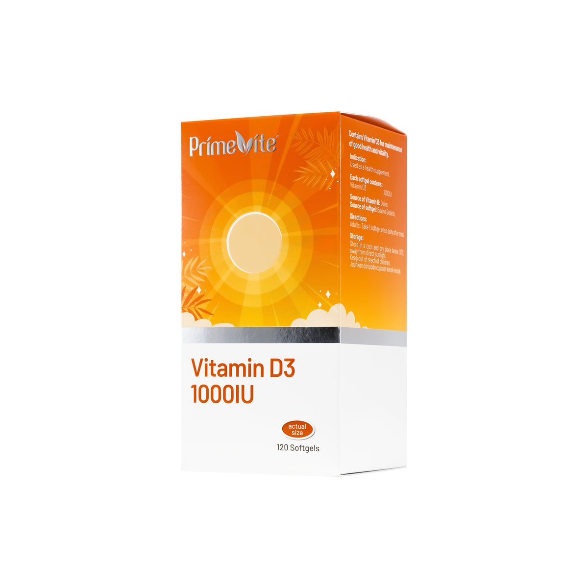 PrimeVite Vitamin D3 1000IU Softgel (120's)