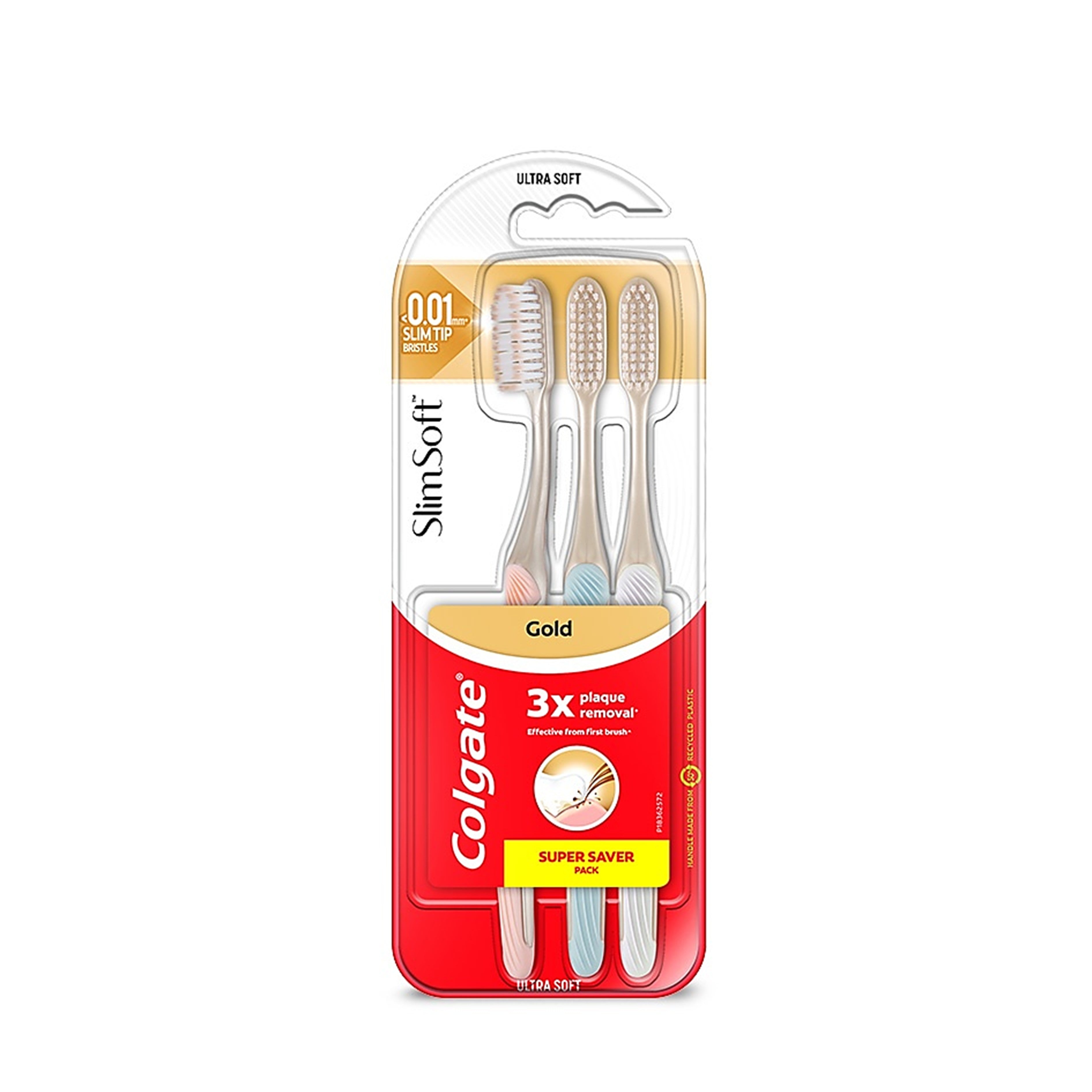 Colgate Toothbrush - Slim Soft Gold, Ultra Soft (3's)