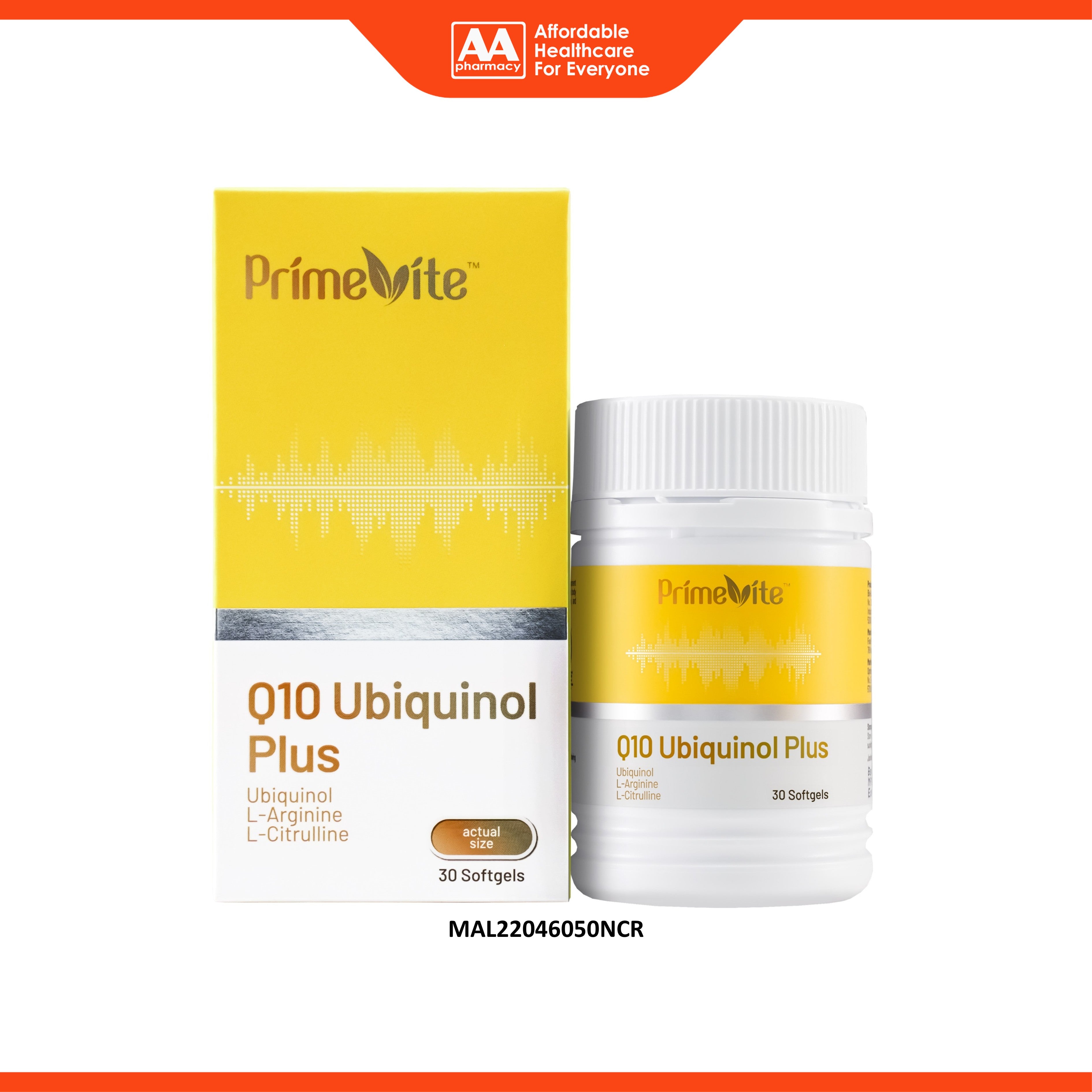 PrimeVite Q10 Ubiquinol Plus (With L-Arginine and L-Citrulline) Softgel 30's