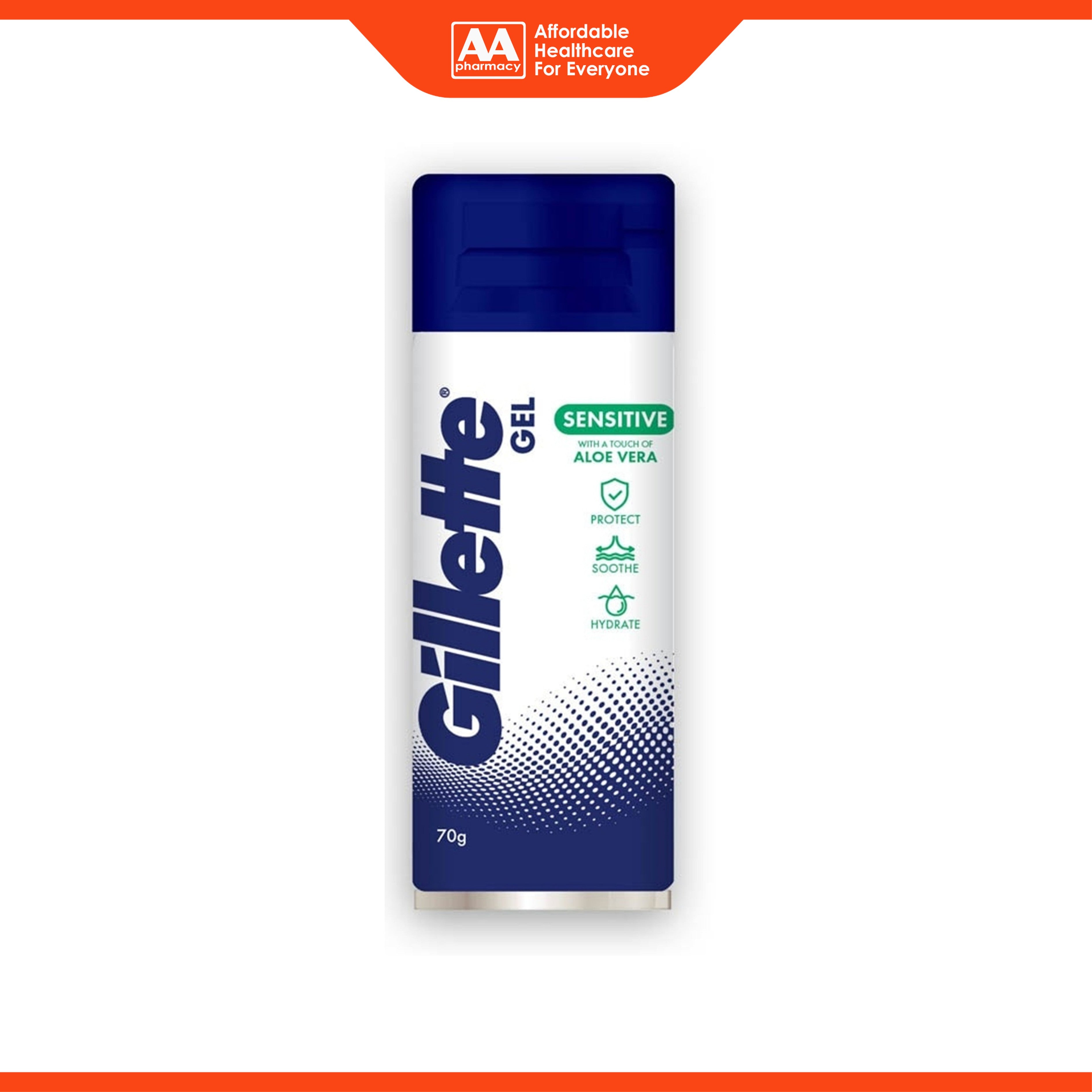 Gillette Sensitive (With A Touch of Aloe Vera) Shave Gel 70g
