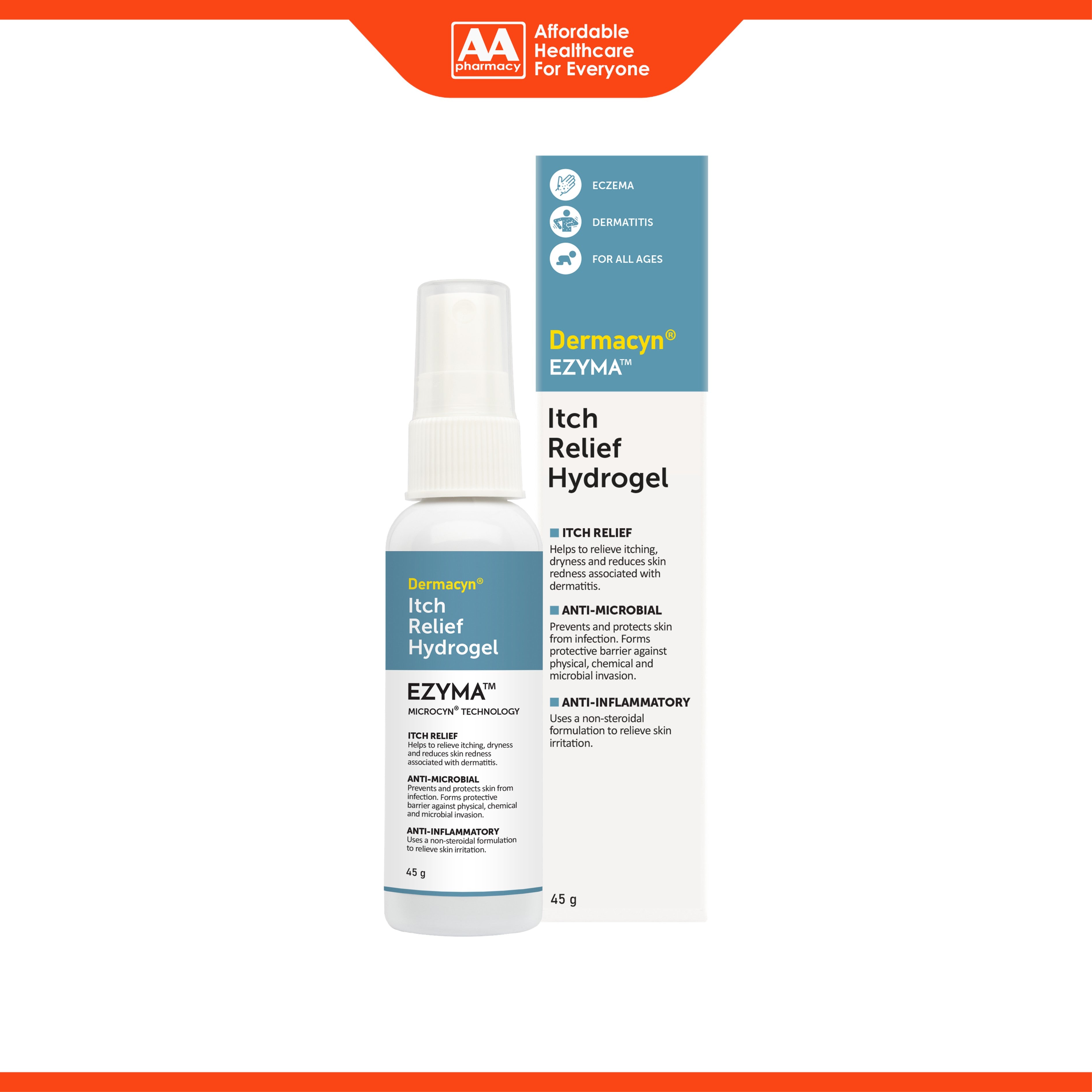 Dermacyn Ezyma Itch Relief Hydrogel Spray (45g)