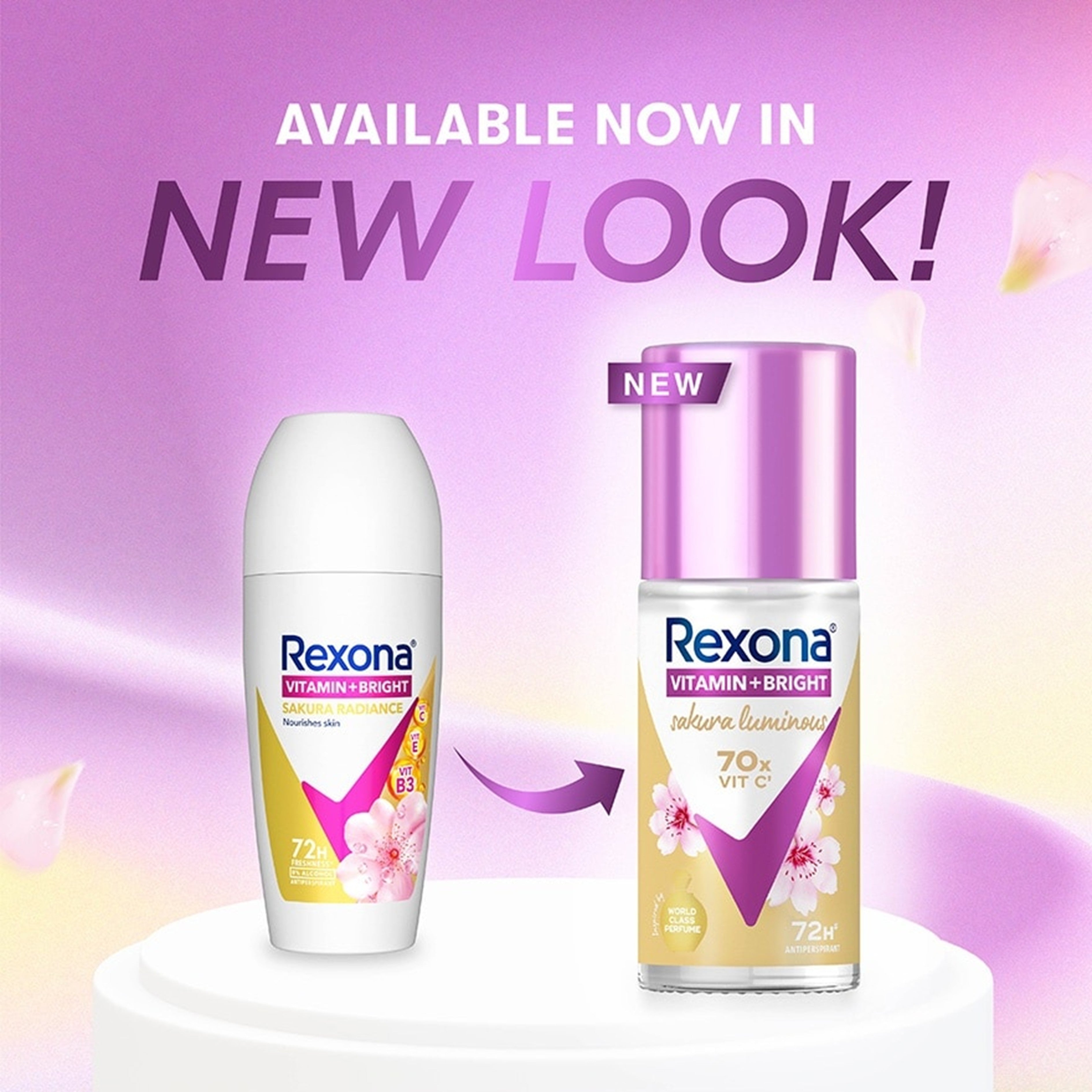Rexona Vitamin + Bright Antiperspirant Roll On (Sakura Luminous) 45mLx2's [Twinpack]