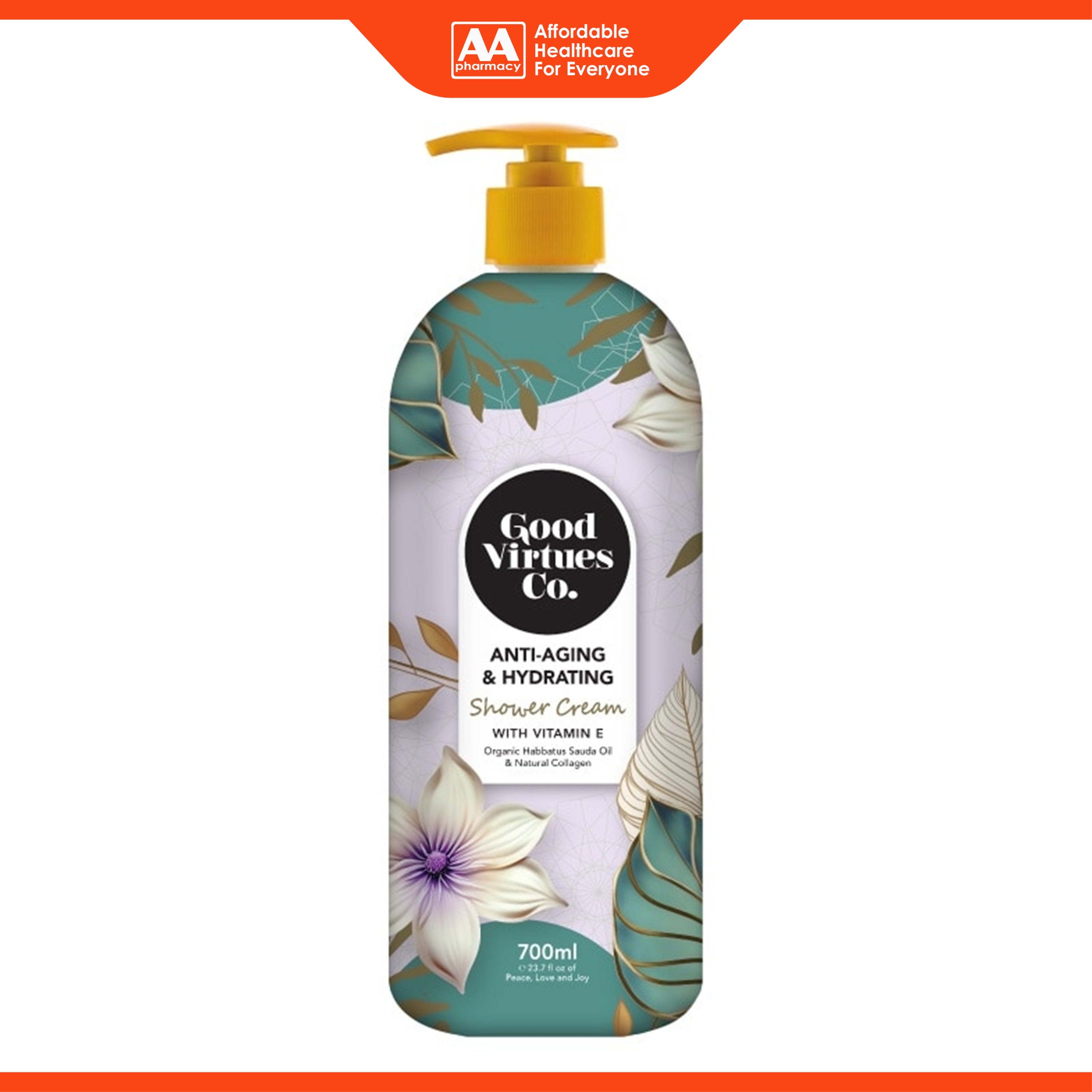 Good Virtues Co. Shower Cream - Anti-Aging and Hydrating with Vitamin E (700ml)