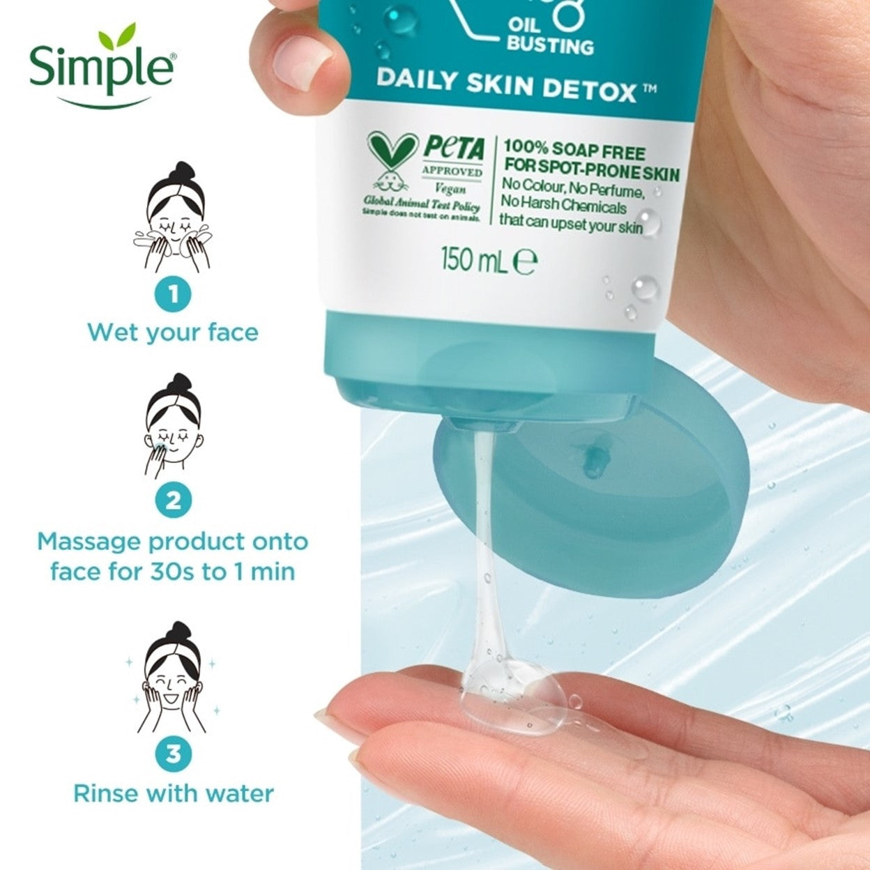 Simple Daily Skin Detox Purifying Facial Gel Wash 150mL