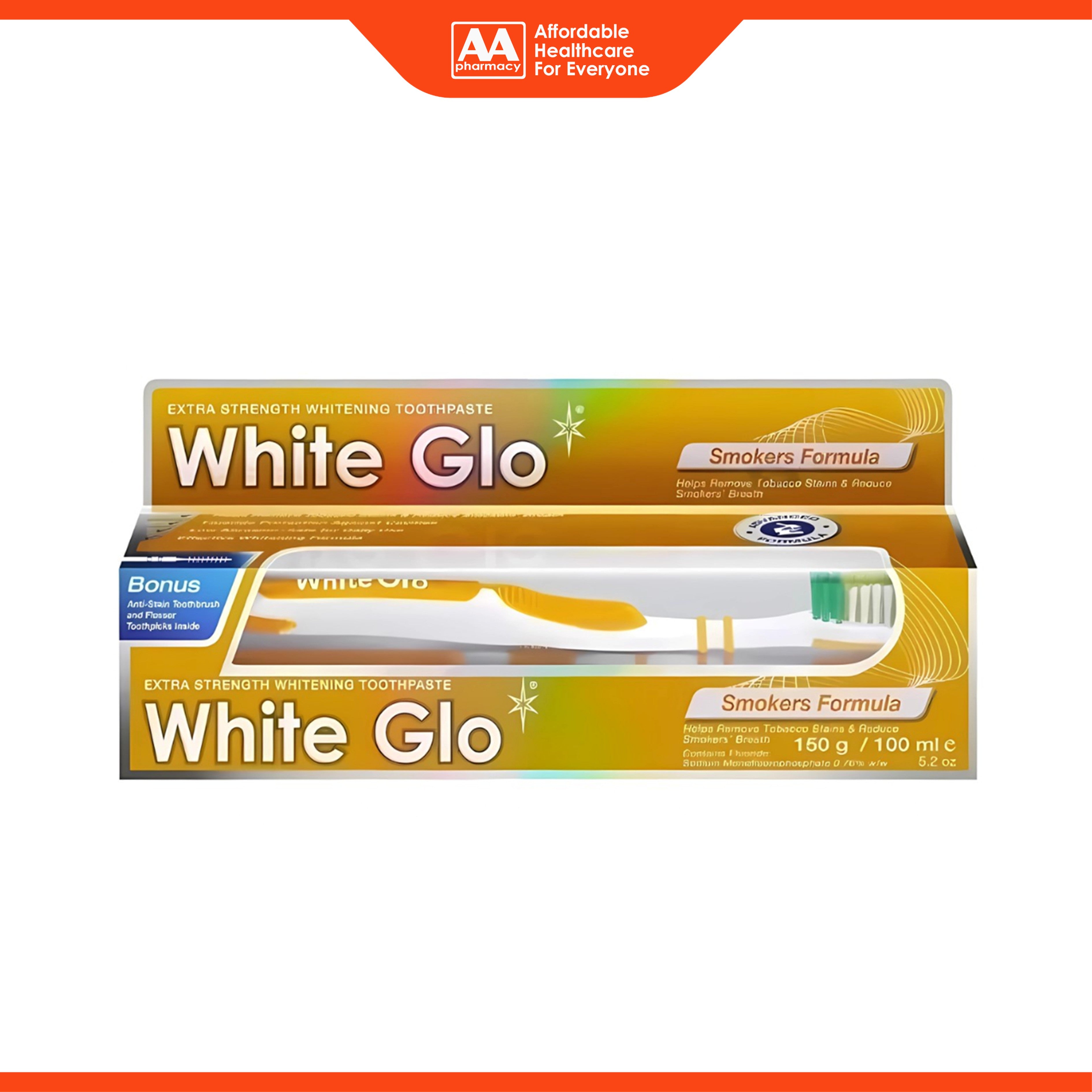 White Glo Extra Strength Whitening Smokers Formula Toothpaste 150g