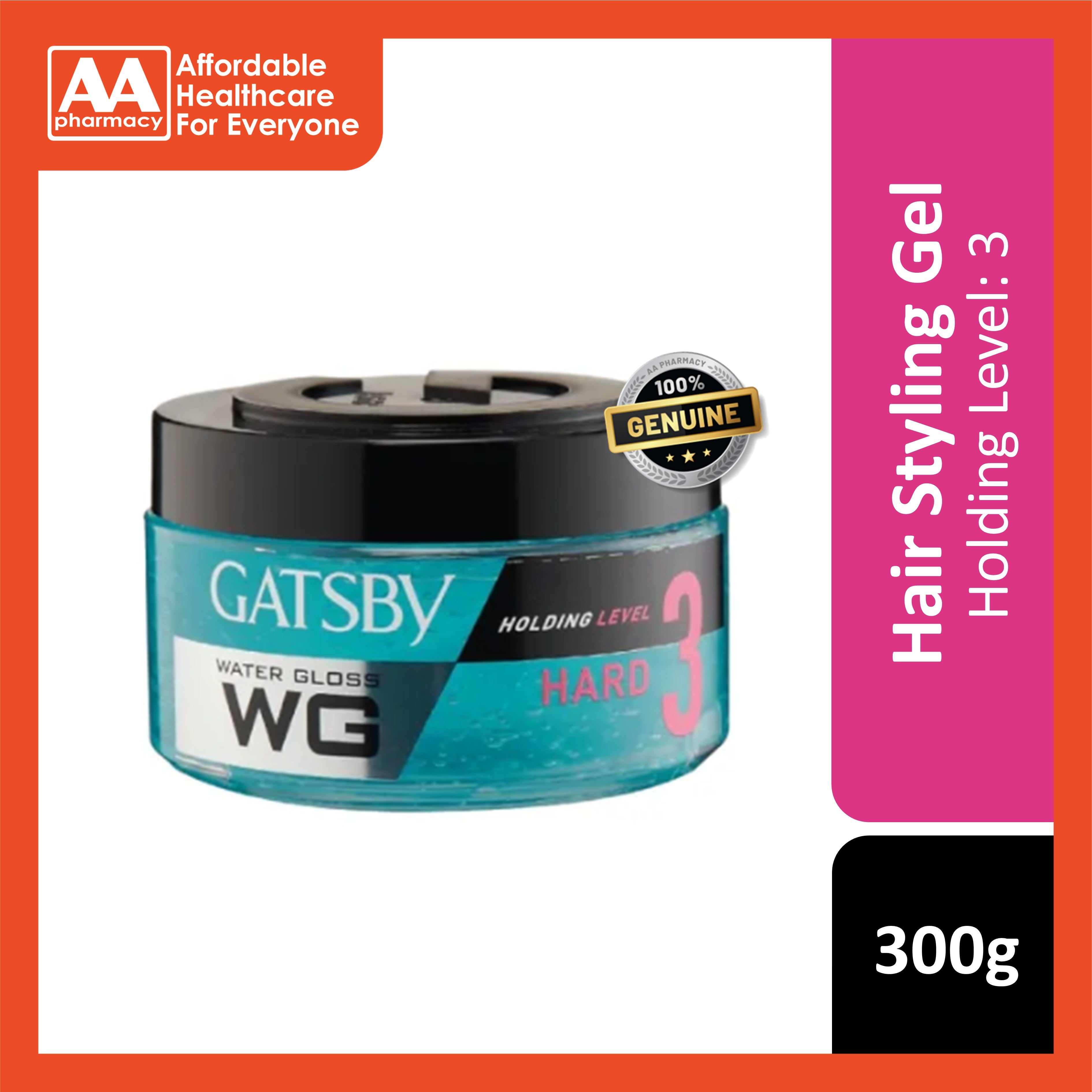 Gatsby Water Gloss Hair Gel (Hard, Holding Level 3) 300g