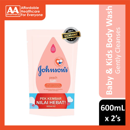 Johnson's Baby Peach Bath Body Wash (Refill) 600mLx2's [Twinpack]