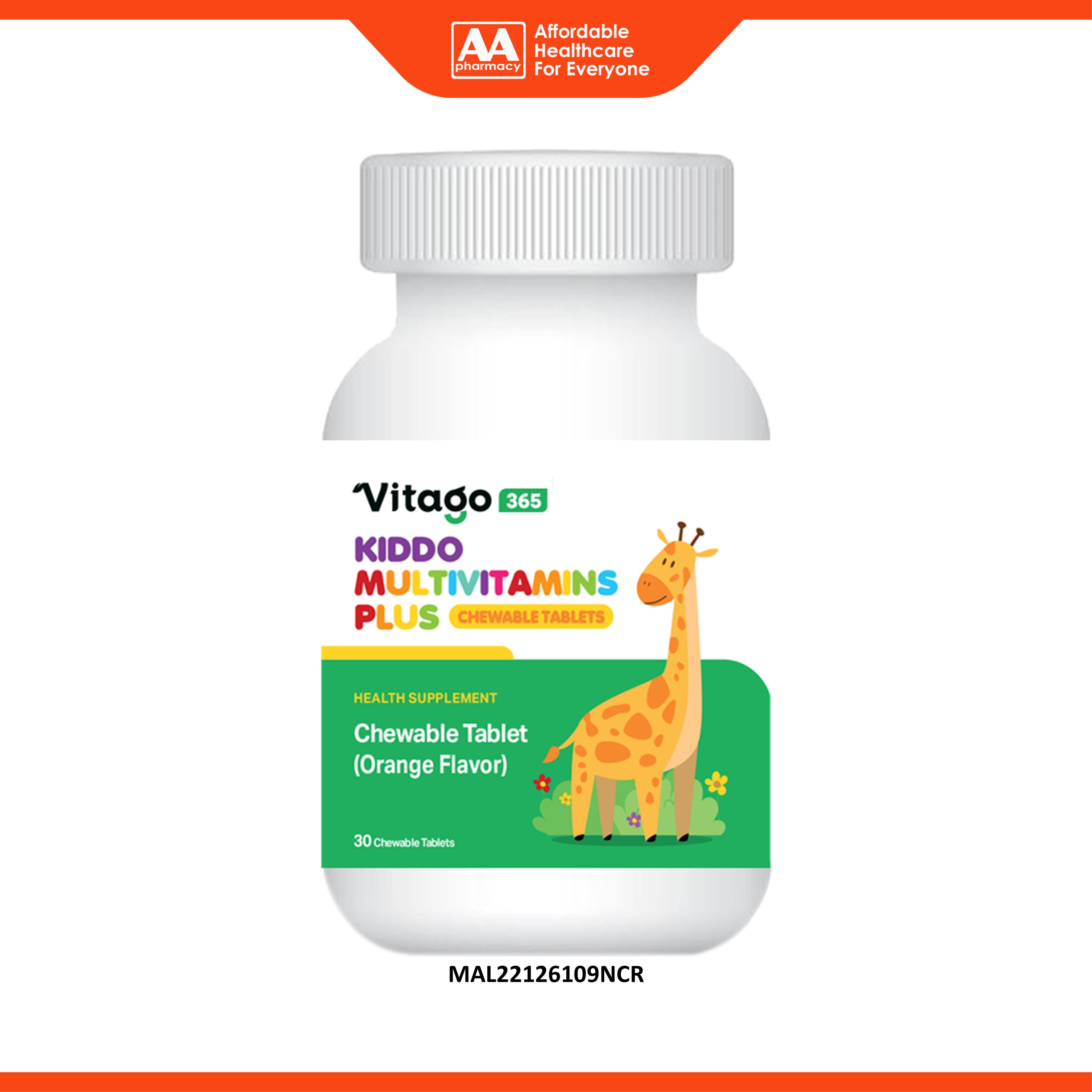 Vitago365 Kiddo Multivitamins Plus Chewable Tablet 30's (Orange Flavour)
