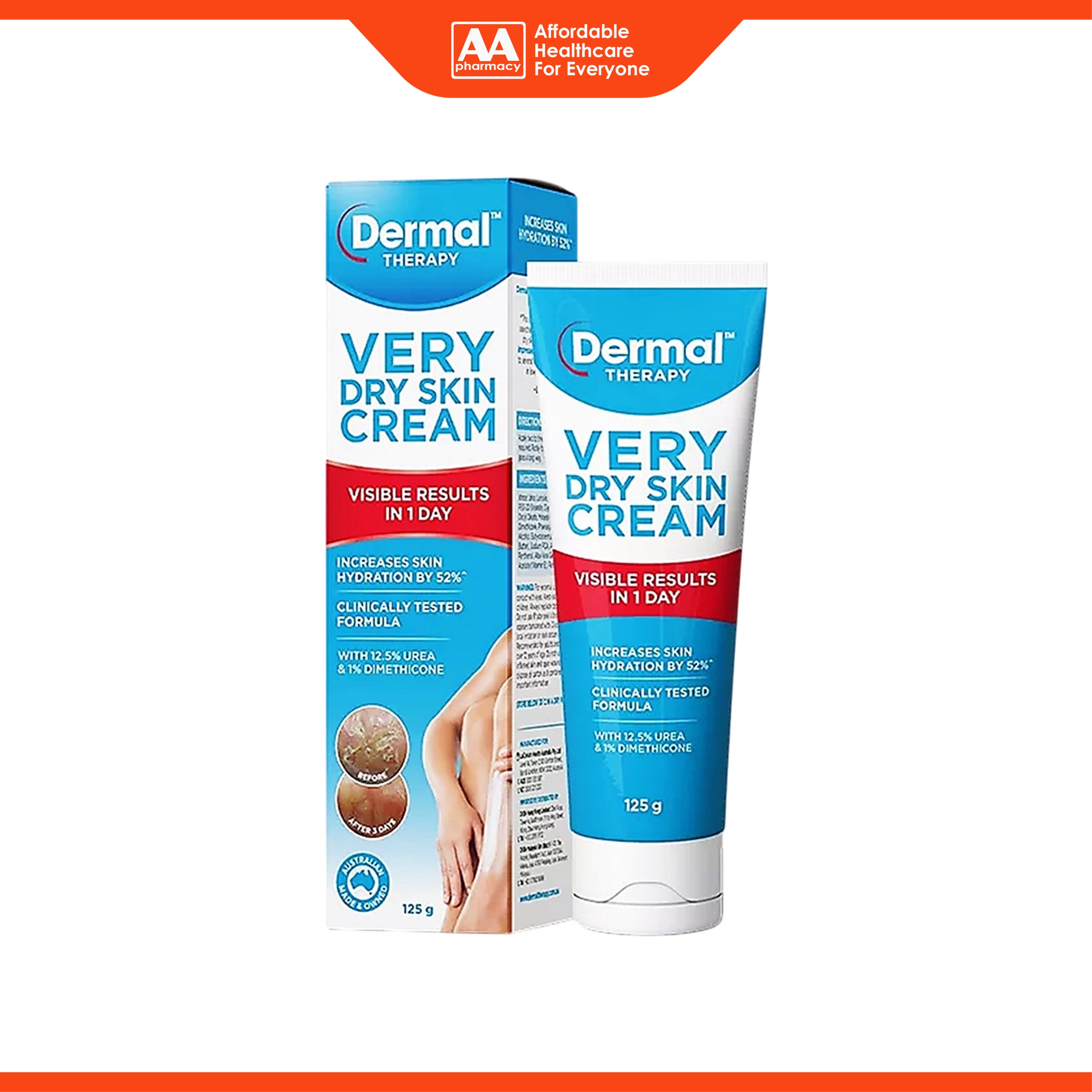 Dermal Therapy Very Dry Skin Cream 125g (With 12.5% Urea and 1% Dimethicone)