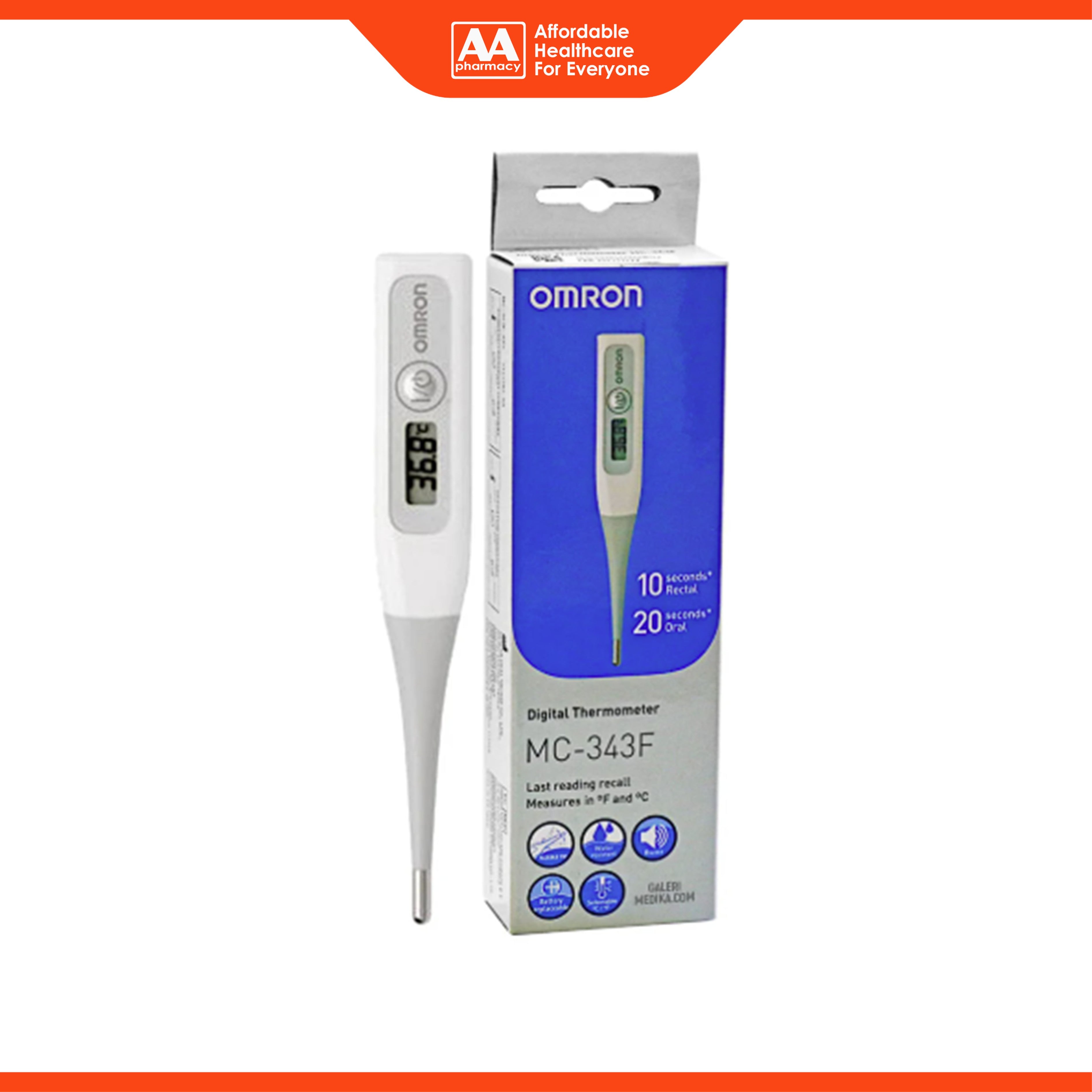 Omron Flexible Tip Digital Thermometer (Model: MC-343F) [1 Year Warranty]