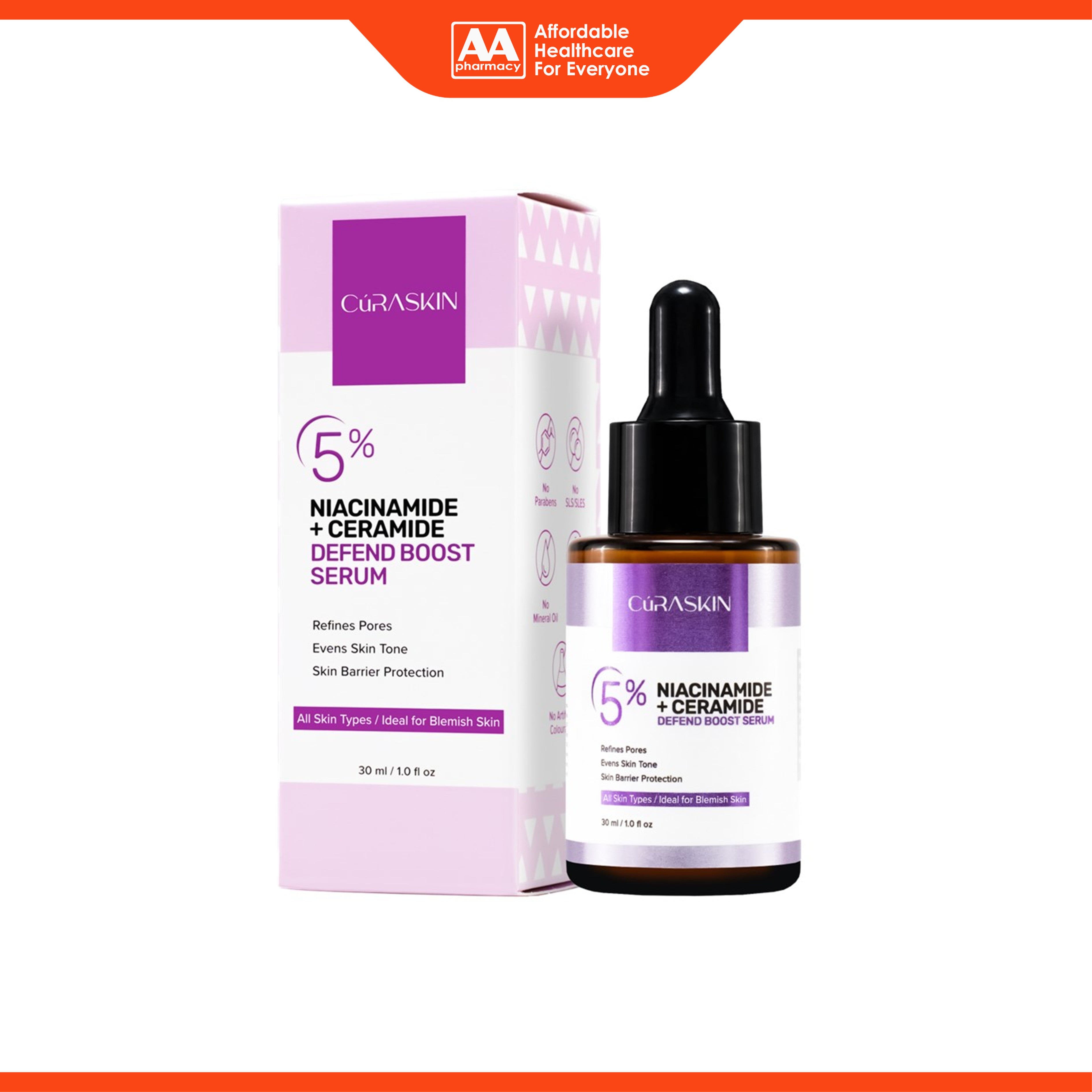 Curaskin 5% Niacinamide + Ceramide Defend Boost Serum 30mL