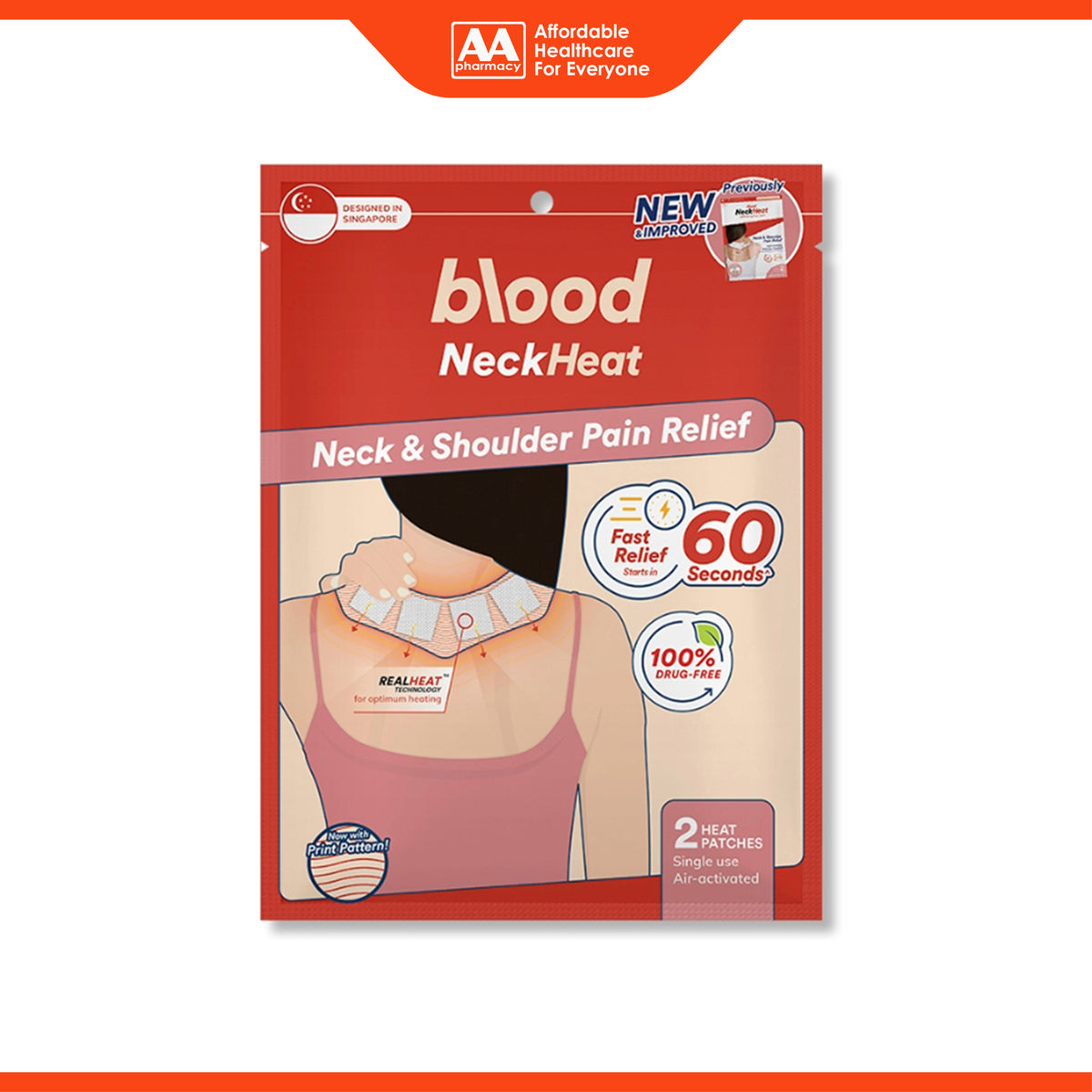 Blood NeckHeat Patch (2's) - Neck and Shoulder Pain Relief