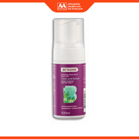 Betadine Feminine Wash Foam Daily Use (Fresh and Active Lemon Verbena) 100mL