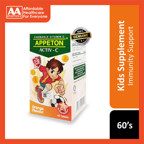 Appeton Activ-C Vitamin C 100mg (Orange Flavour) Chewable Tablet 60's [For Children 7-12 Years]