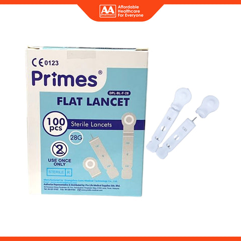 Primes Blood Lancet 28G (DPL-BL-F-28) 100’s (Flat)