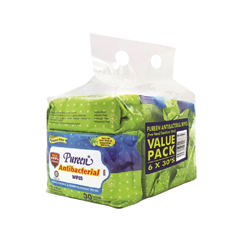 Pureen Antibacterial Wipes 6x30's [Value Pack]