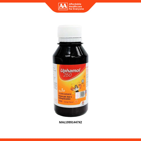 Uphamol 250mg Children Suspension 100mL (Orange Flavour)