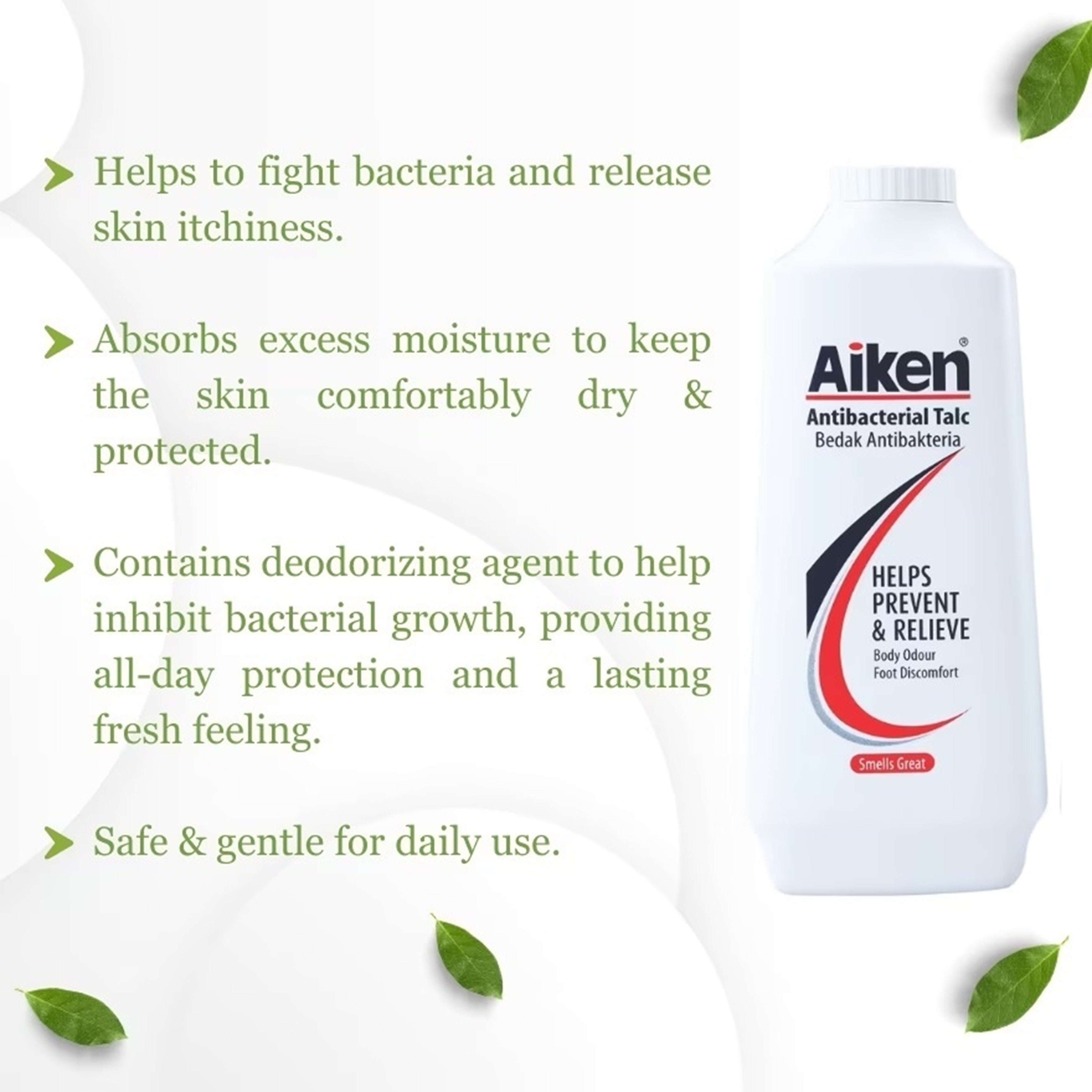 Aiken Naturally Antibacterial Talc 150g