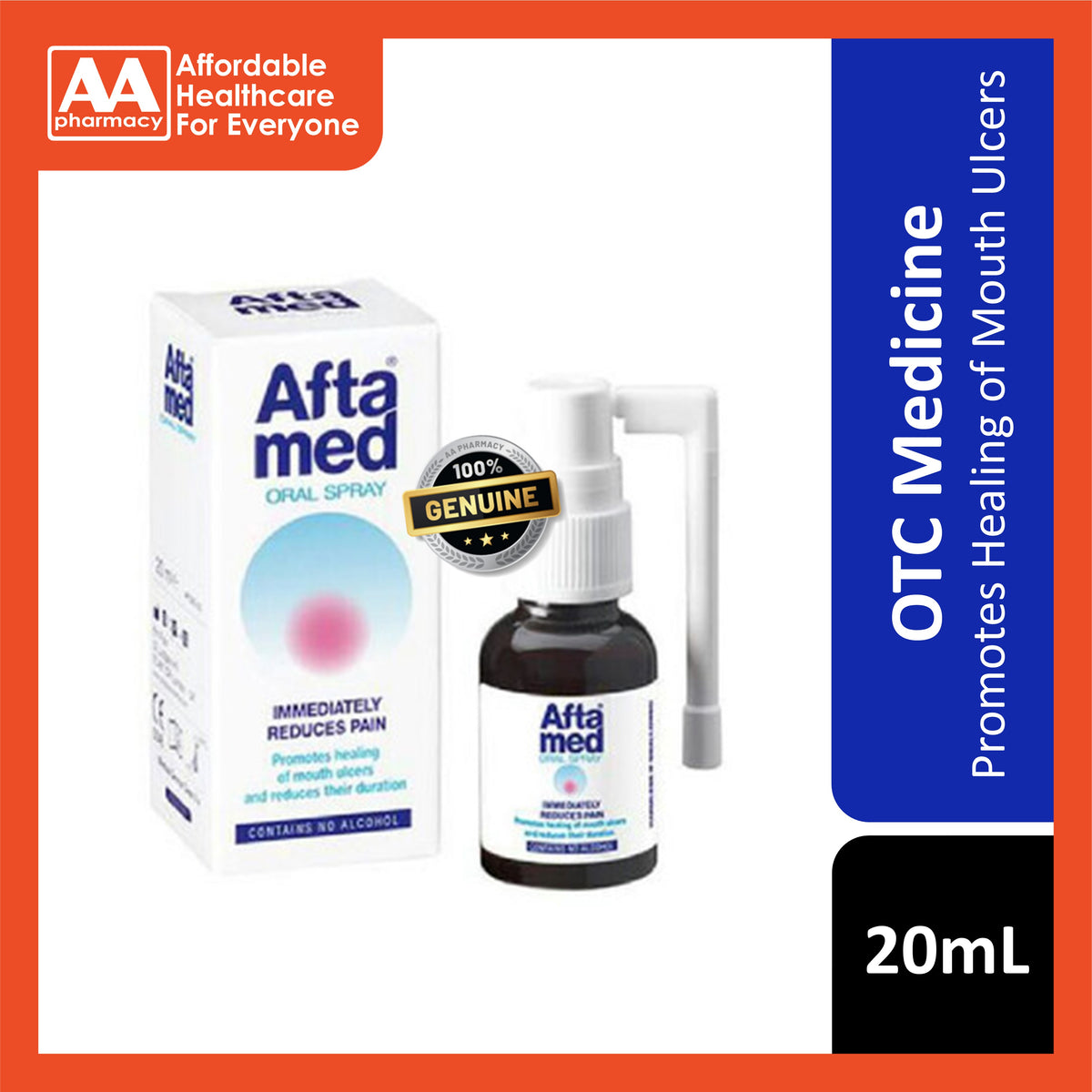 Aftamed Oral Spray 20mL (Promotes Healing of Mouth Ulcers) – AA Pharmacy