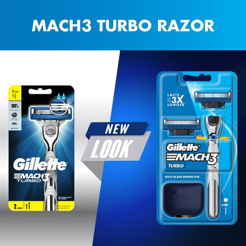 Gillette Mach 3 Turbo (1 Handle, 2 Cartridges, 1 Travel Cover)