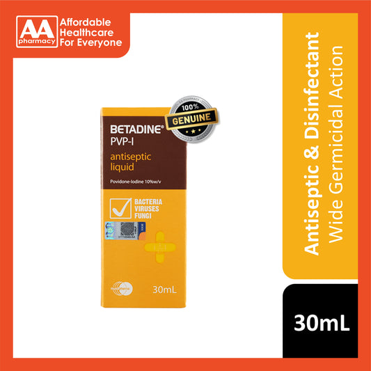 Betadine PVP-I Antiseptic Liquid 30mL (Povidone-Iodine 10%)