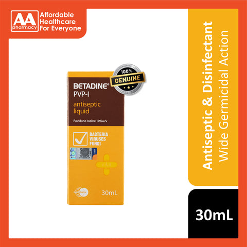 Betadine PVP-I Antiseptic Liquid 30mL (Povidone-Iodine 10%)