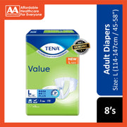 Tena Value Plus Adult Diapers Size L 8's (114-147cm / 45-58 inches)
