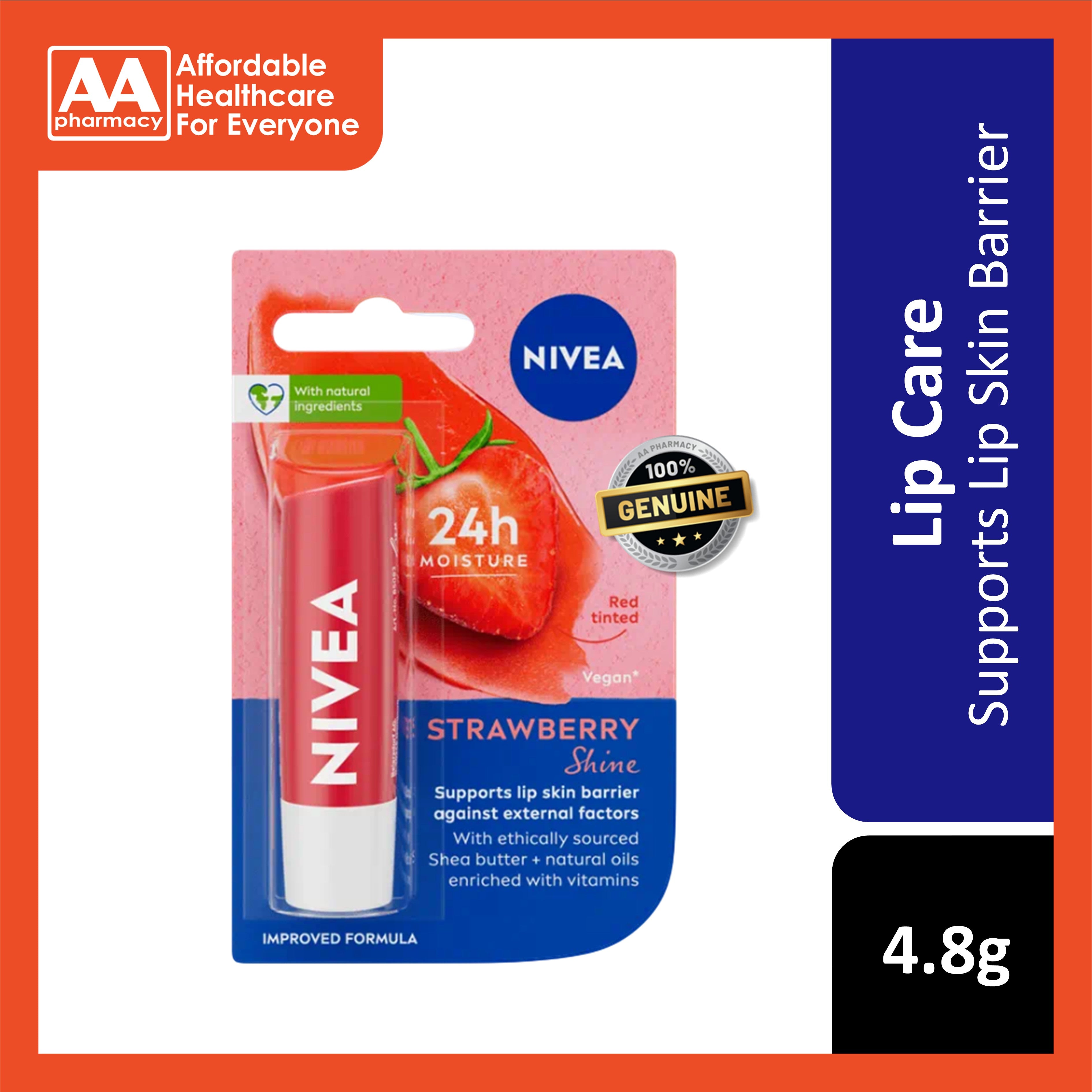 Nivea Strawberry Shine Caring Lip Balm 4.8g (Red Tinted)