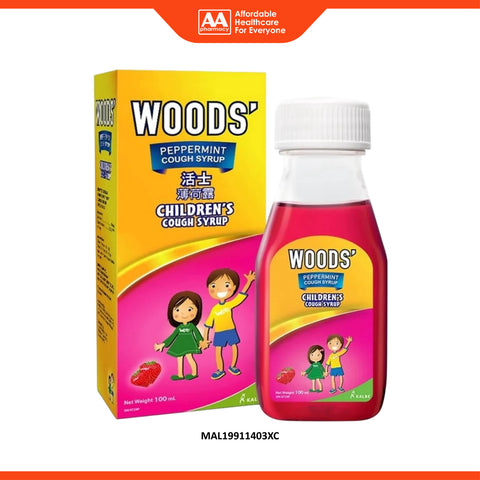 Woods' Peppermint Children's Cough Syrup 100mL (Strawberry Flavour)