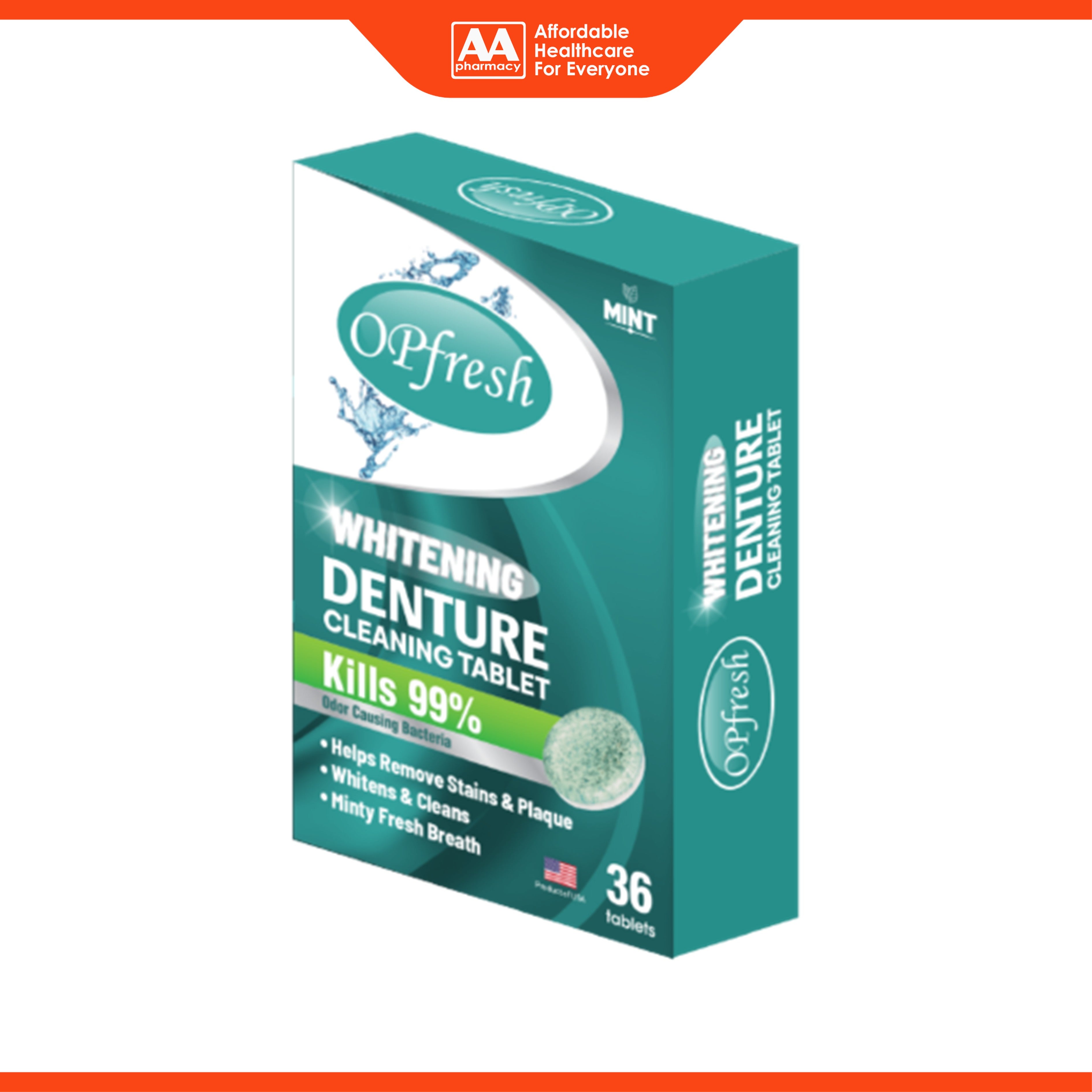 OPfresh Denture Cleaning Tablet 36's (Whitening)