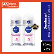 Nivea Extra Bright (Radiant and Smooth) 72H Anti-Perspirant Roll On 50mLx2's [Twinpack]