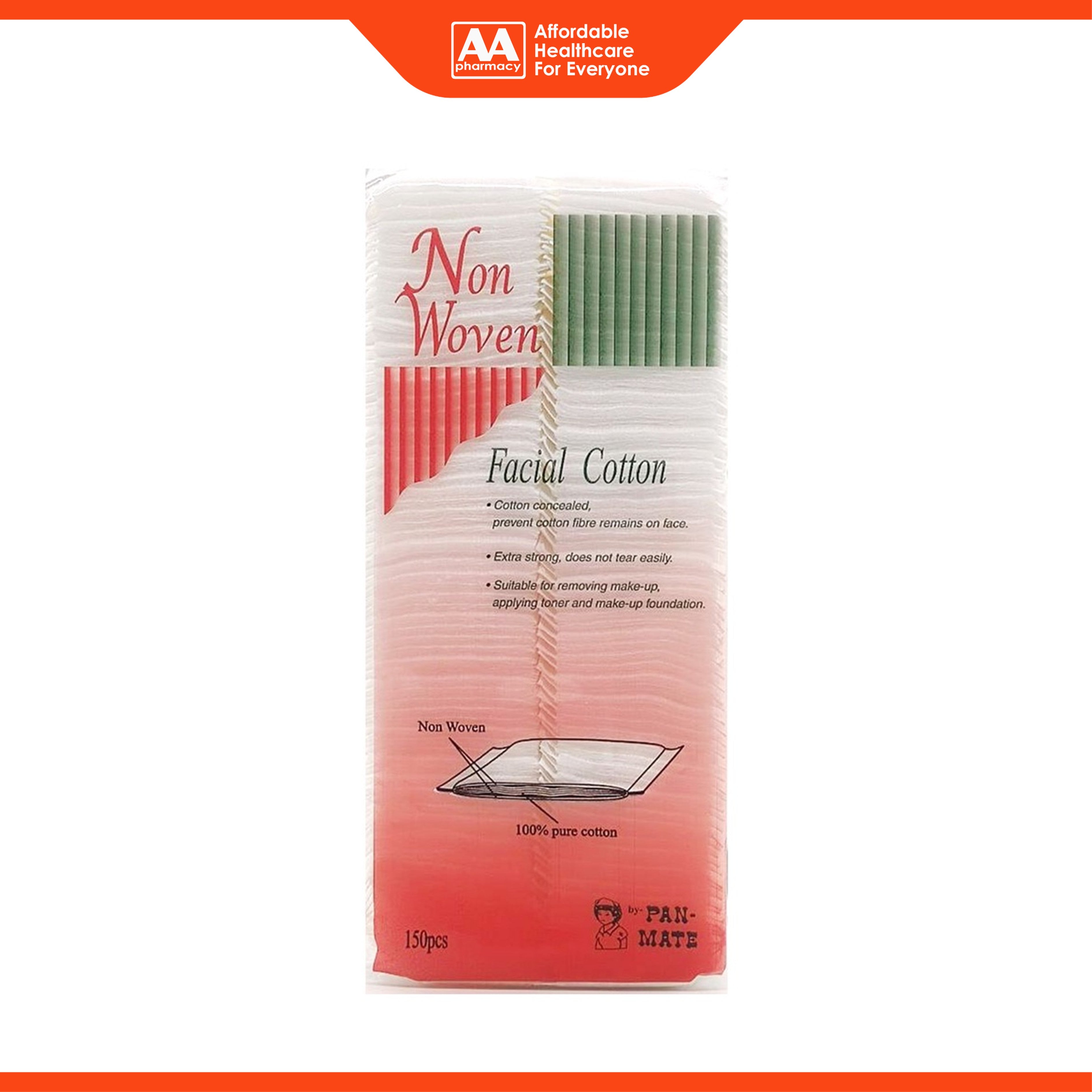 Pan-Mate Non Woven Facial Cotton 150's