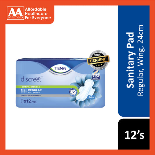 Tena Discreet Pads (For Bladder Weakness, Regular, Wing 24cm) 12's