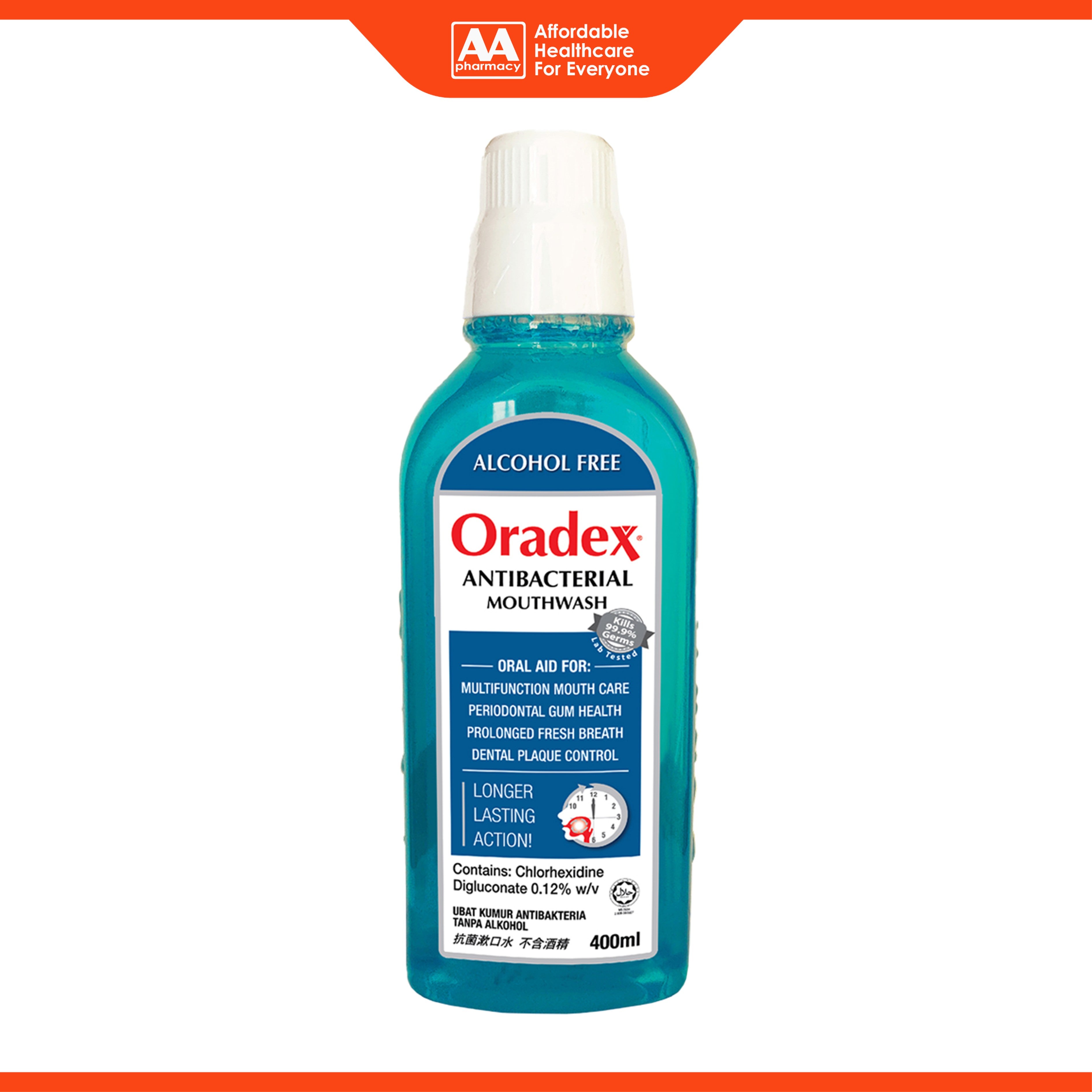 Oradex Antibacterial Mouthwash (Alcohol Free) 400mL