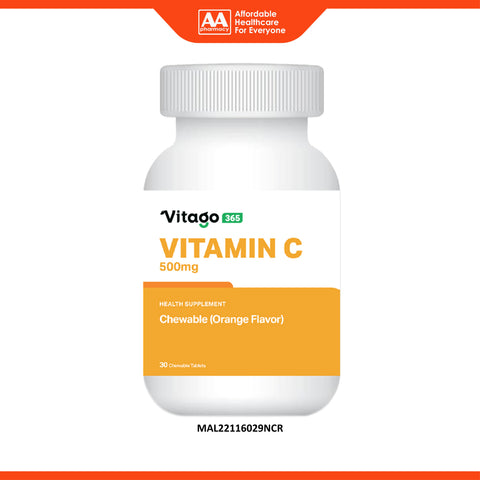 Vitago365 Vitamin C 500mg Chewable Tablet 30's (Orange Flavour)