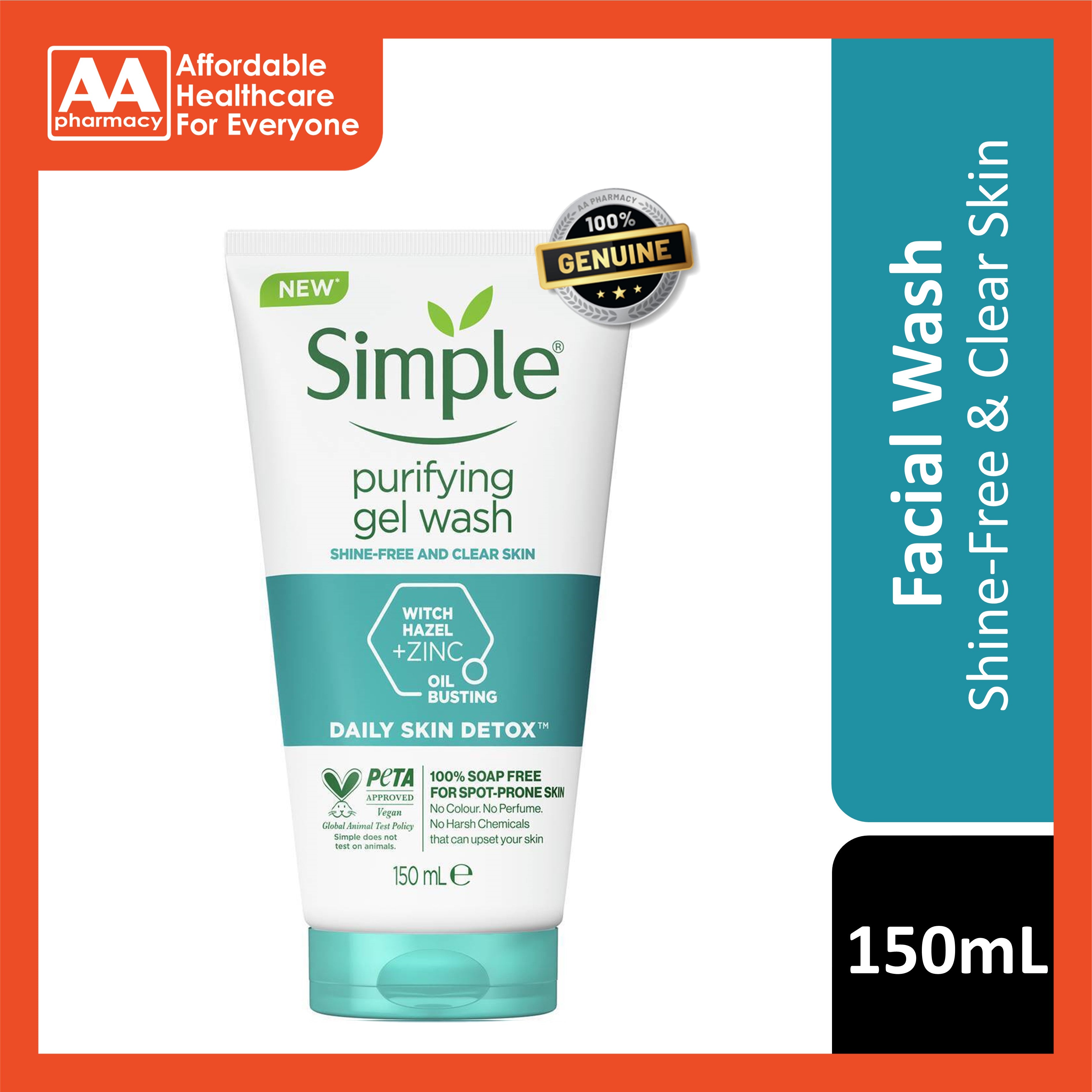Simple Daily Skin Detox Purifying Facial Gel Wash 150mL