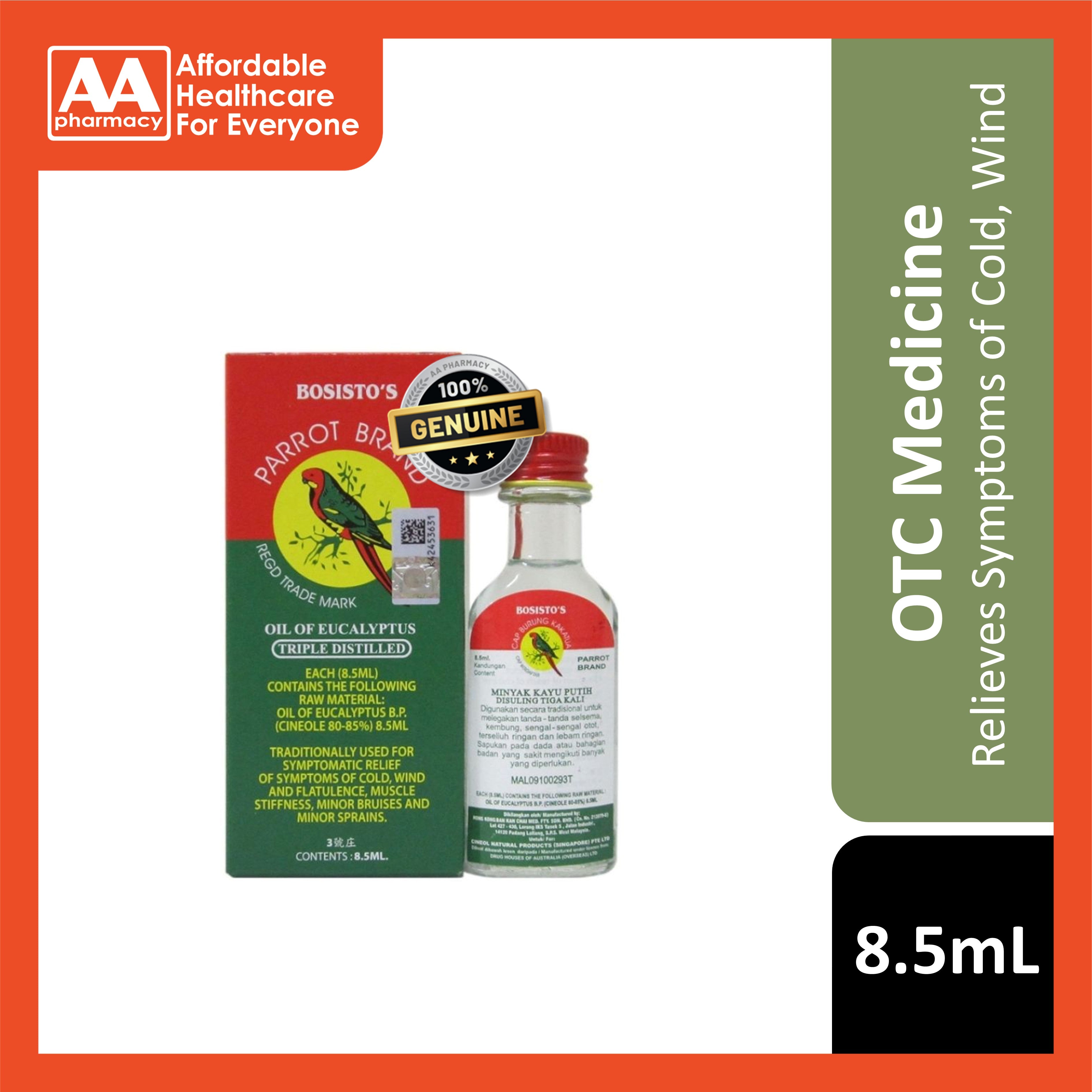 Bosisto's Parrot Brand Oil of Eucalyptus 8.5mL