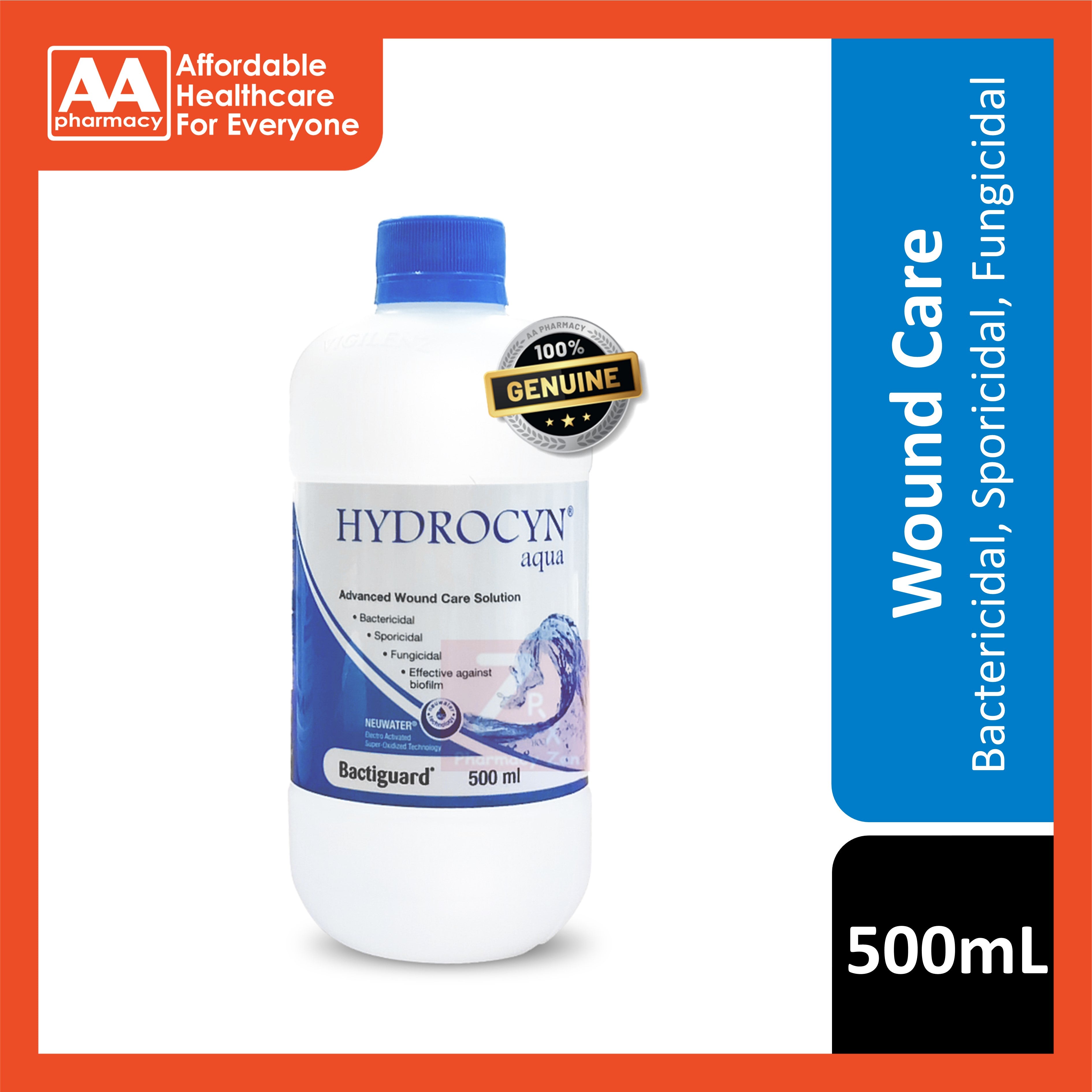 Hydrocyn Aqua Advanced Wound Care Solution (Cap Closure Bottle) 500mL ...