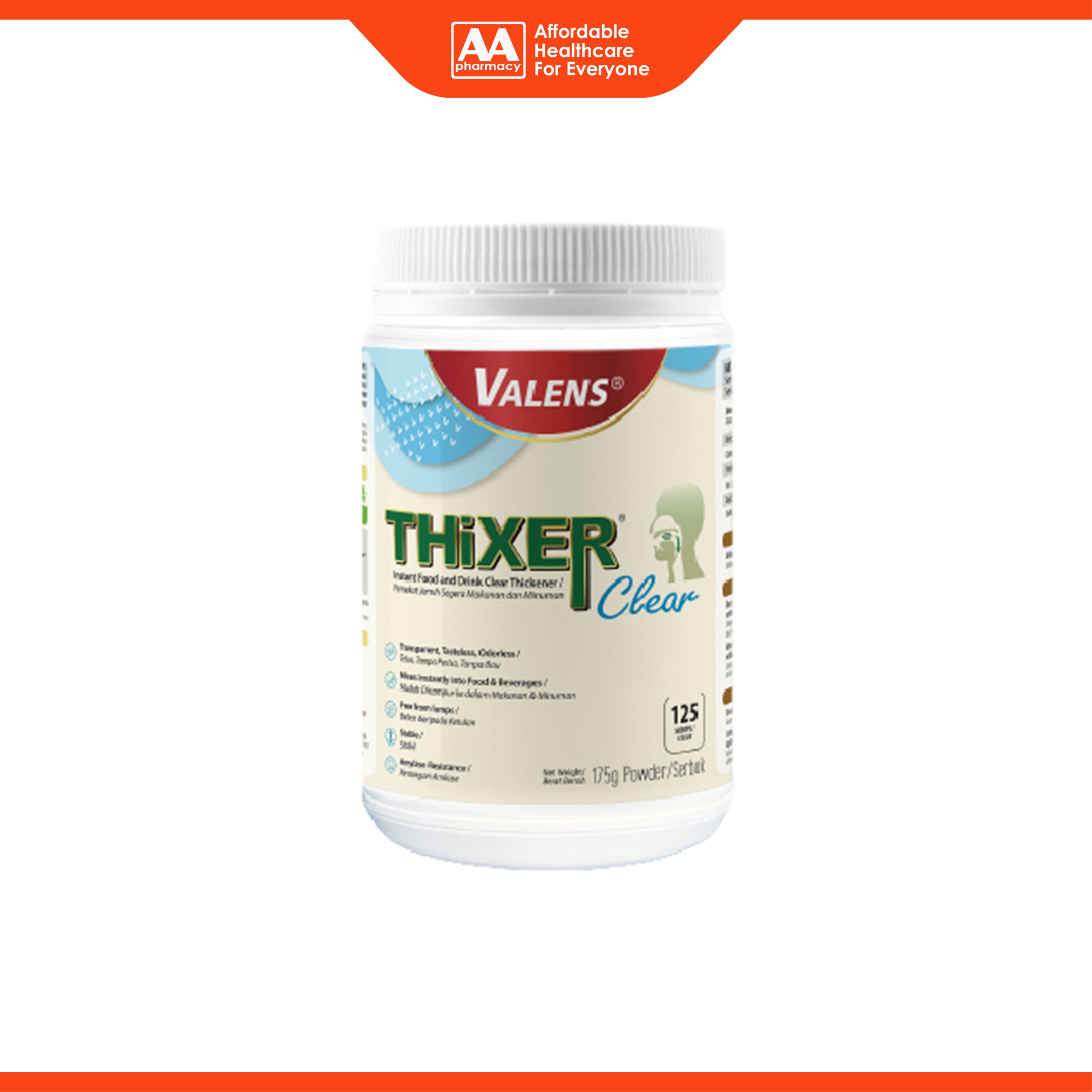 Valens THiXER Clear Instant Food and Drink Clear Thickener (175g)