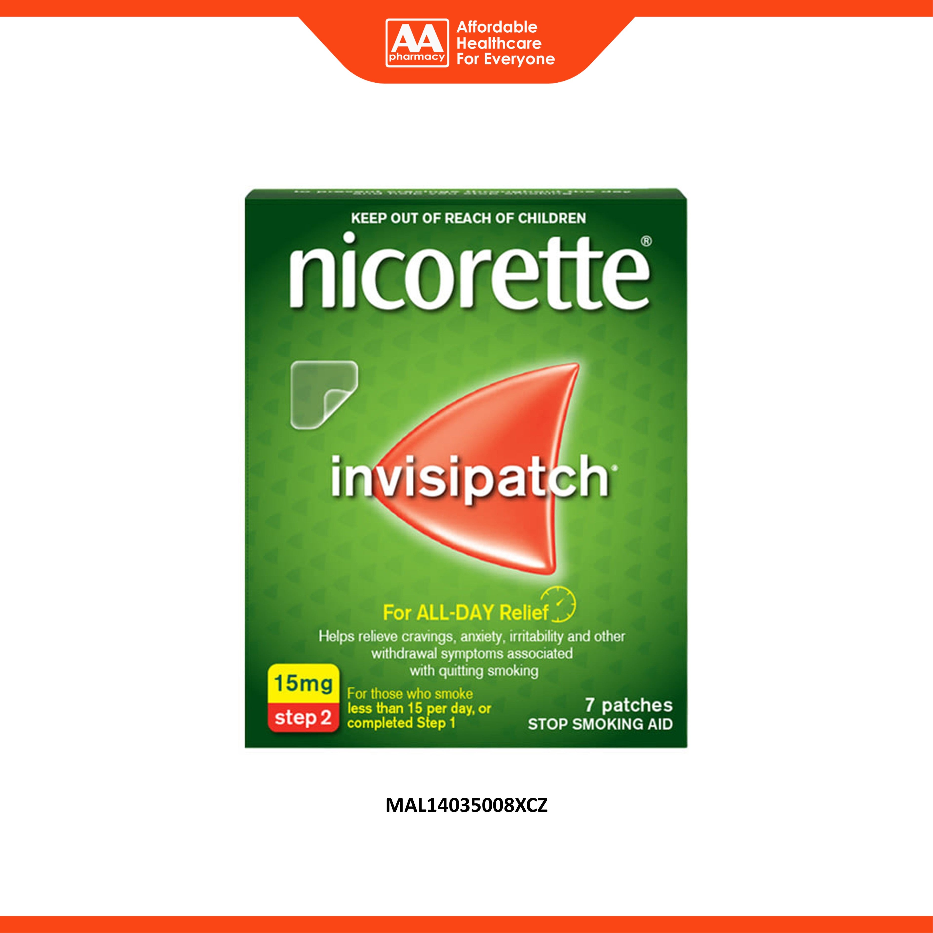 Nicorette Invisi Transdermal Patch - 15mg/16hr, Step 2 (7's)