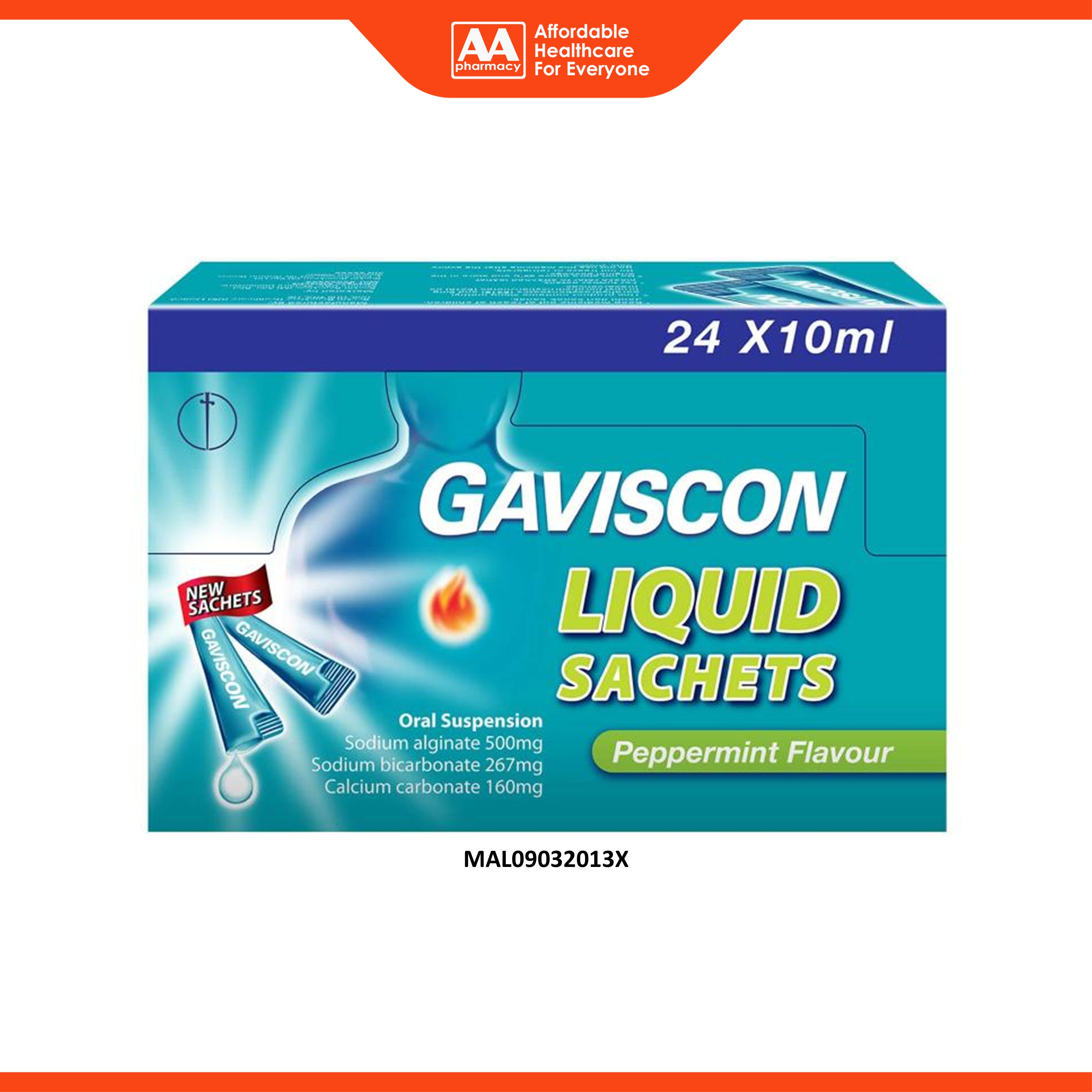 Gaviscon Liquid Sachet 10mLx24's (Peppermint Flavour)