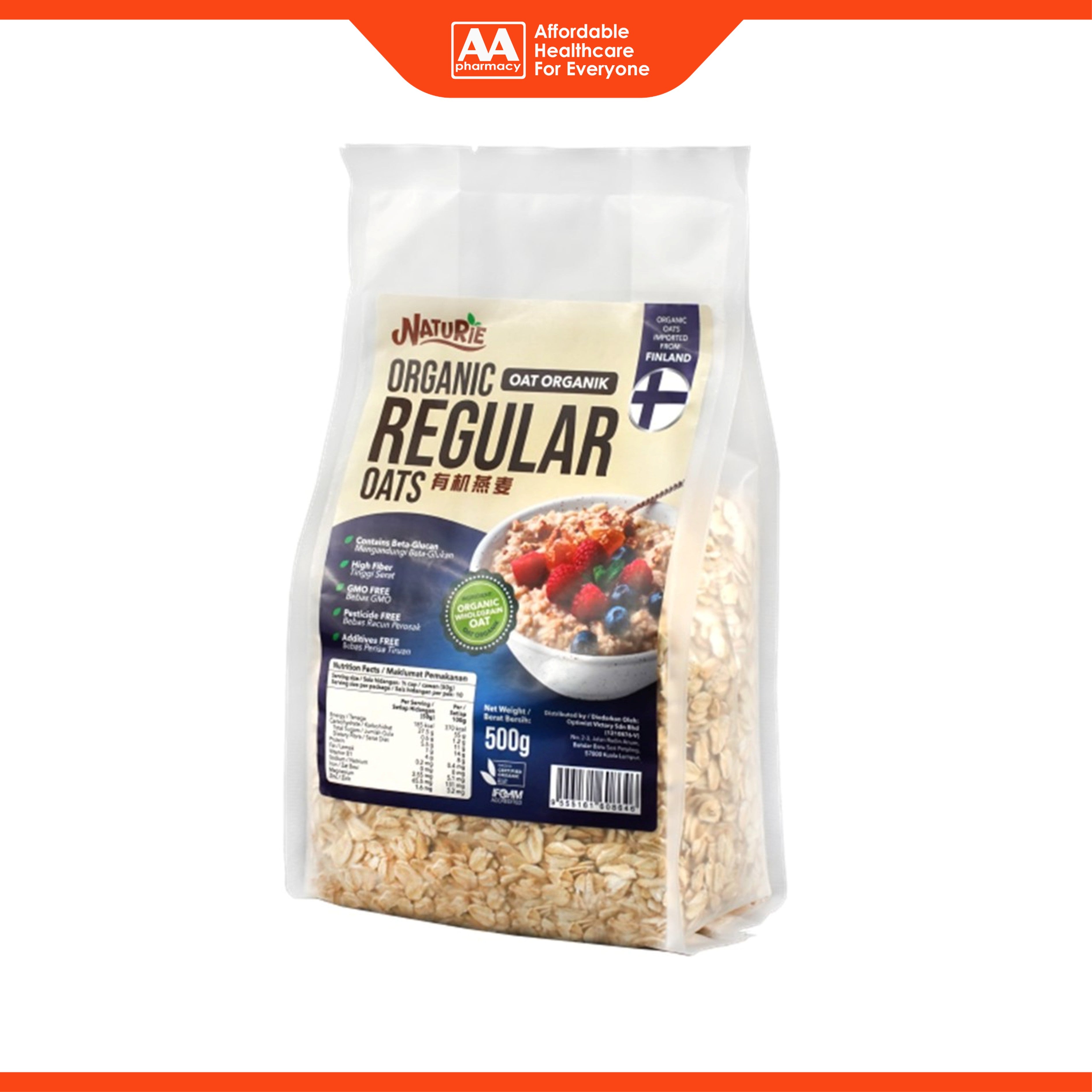 Naturie Organic Regular Oats 500g