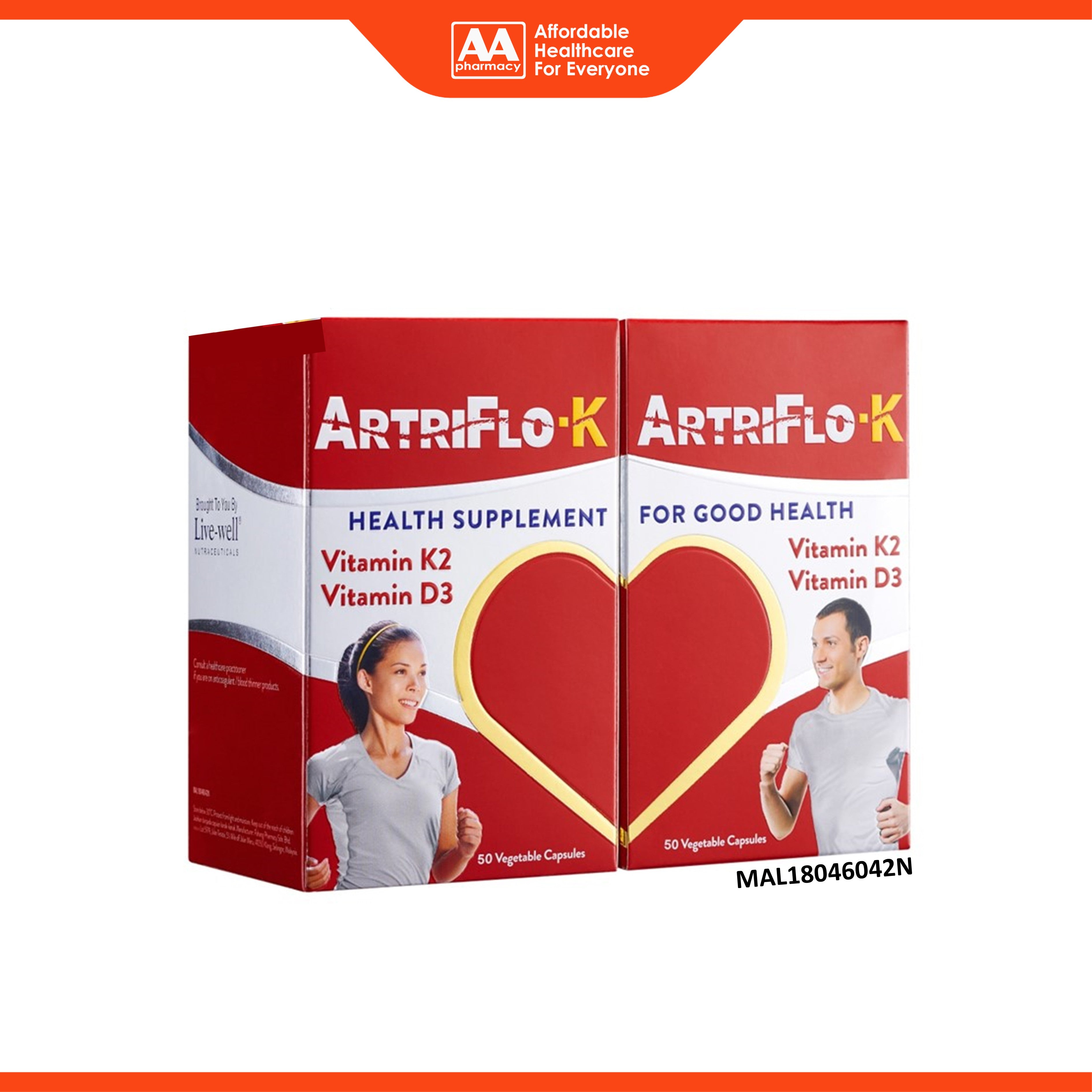 Live-Well ArtriFlo-K Vegecapsule 2x50's