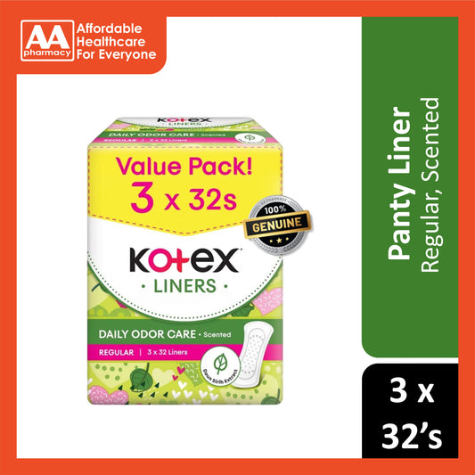 Kotex Liners (Daily Odor Care, Regular, Scented) 3x32's