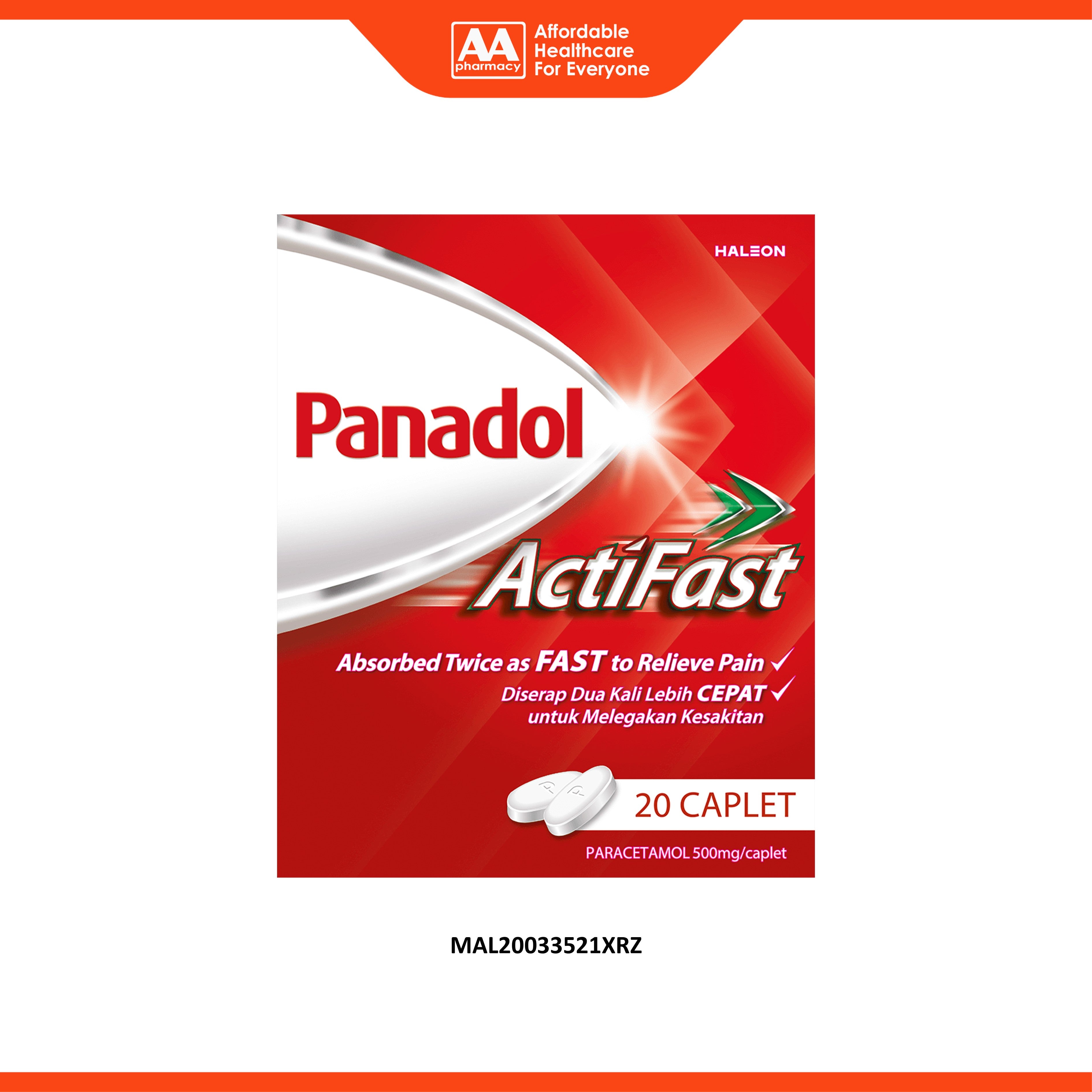Panadol ActiFast 500mg Caplet 2x10's