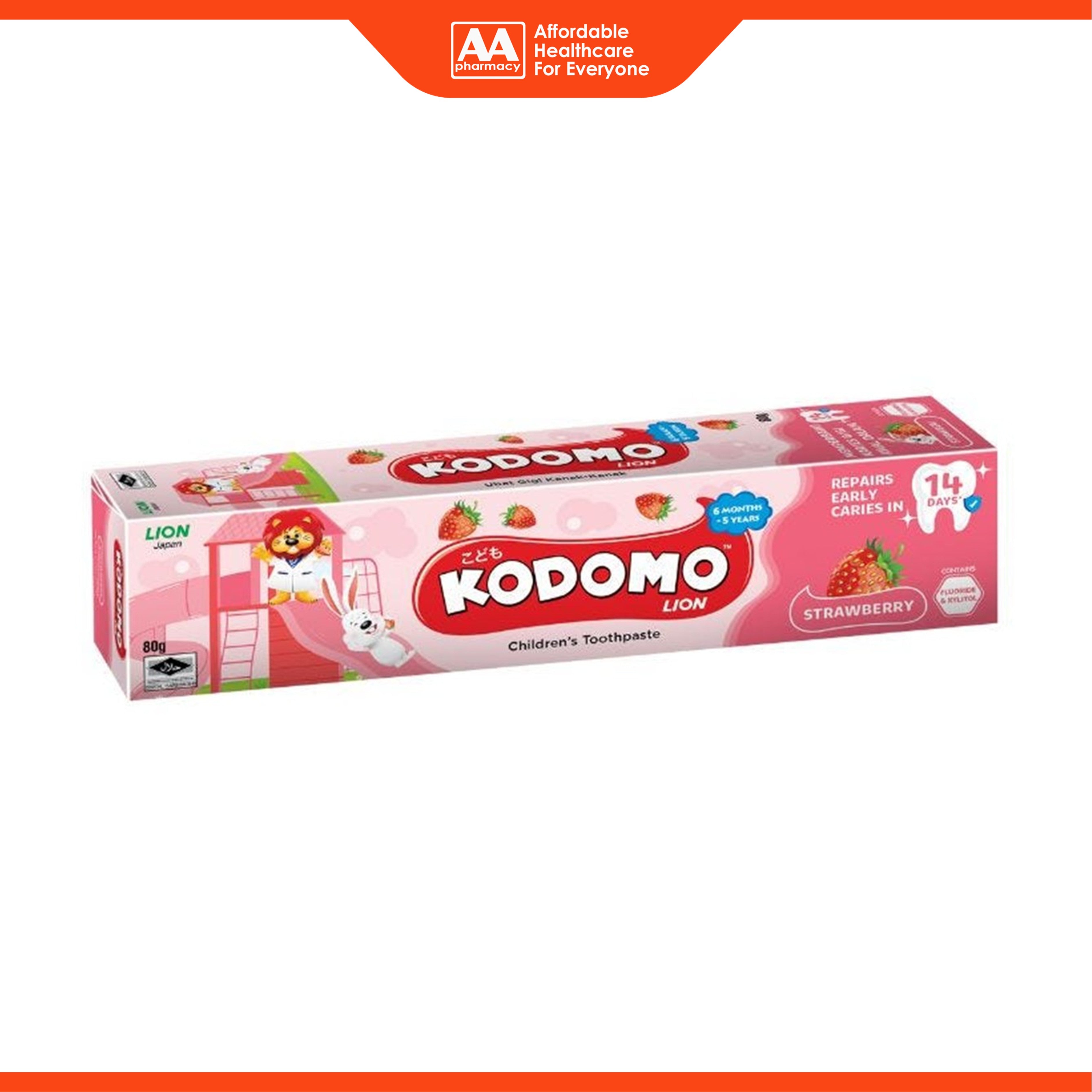 Kodomo Lion Children's Toothpaste - Strawberry Flavour (80g)